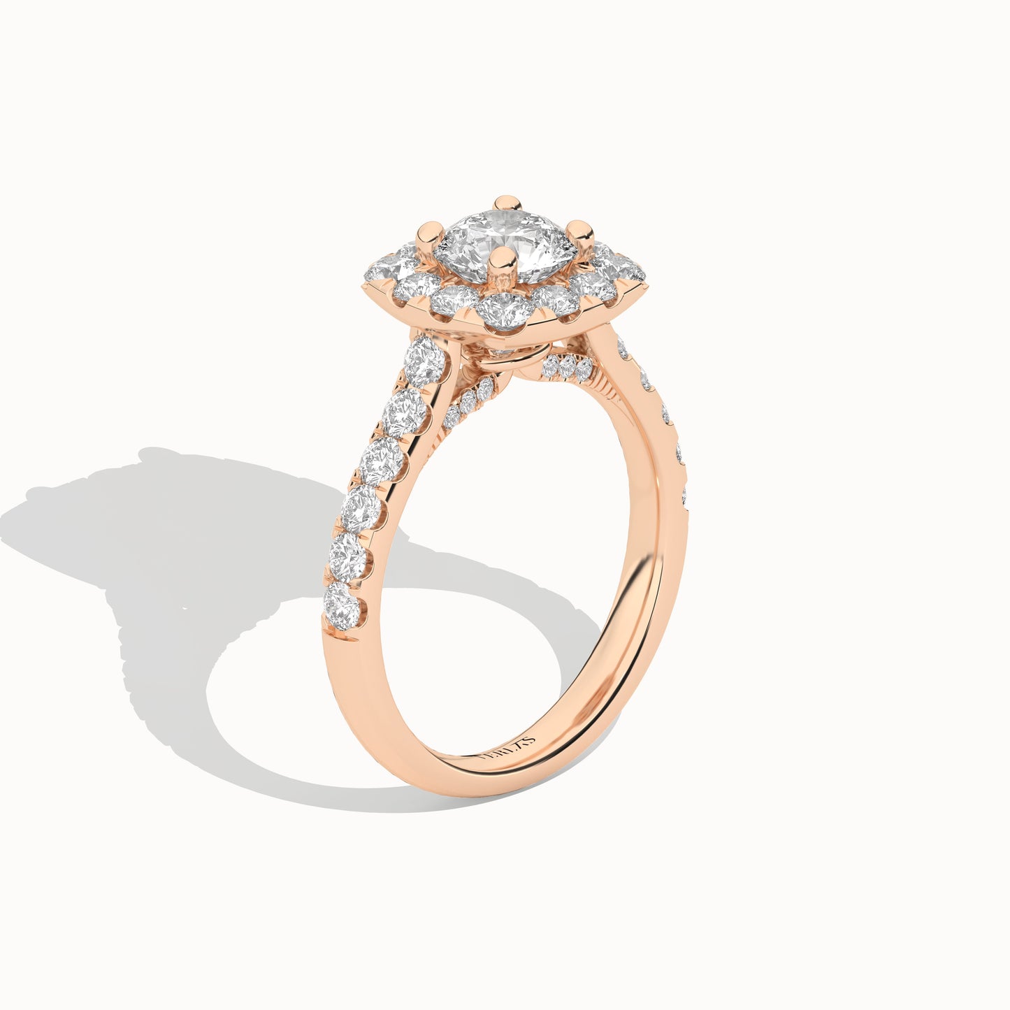 Round-Center Princess Halo Ring