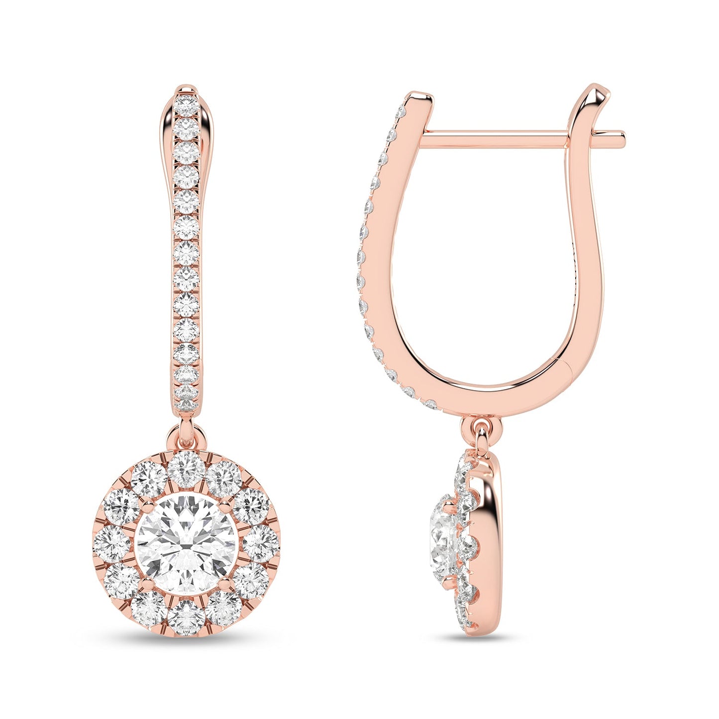 Round Halo Drop Earrings_Product Angle_7/8 Ct. - 1