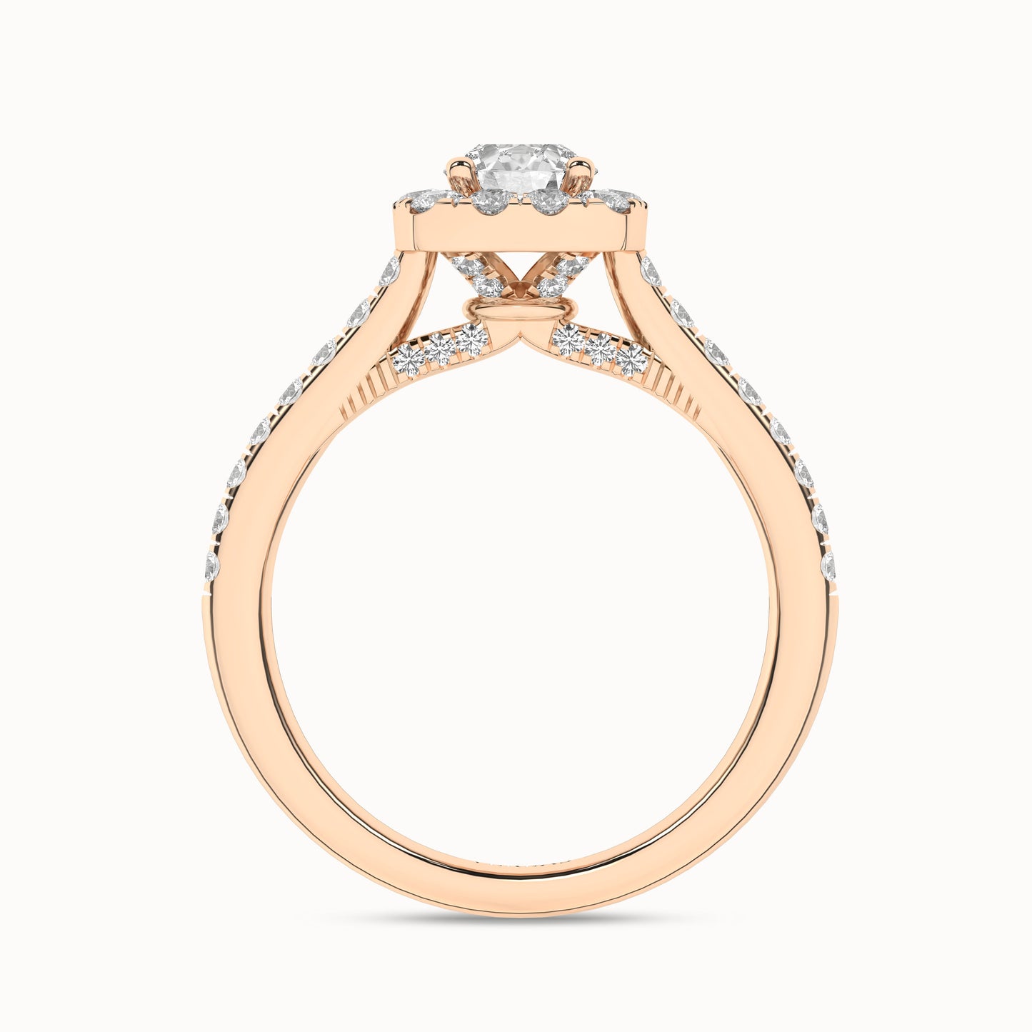 Round-Center Princess Halo Ring