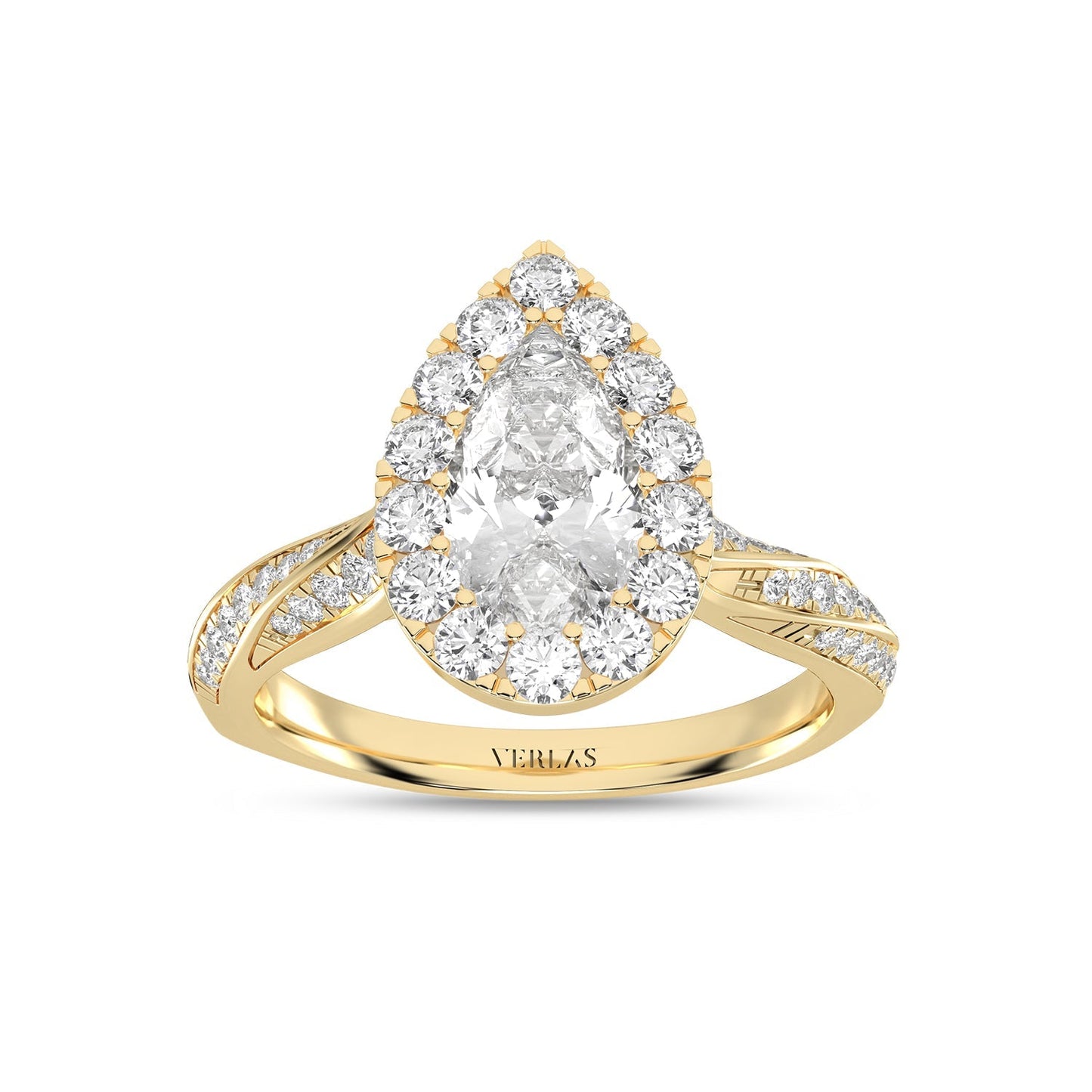 Swirl Iconic Dewdrop Halo Ring