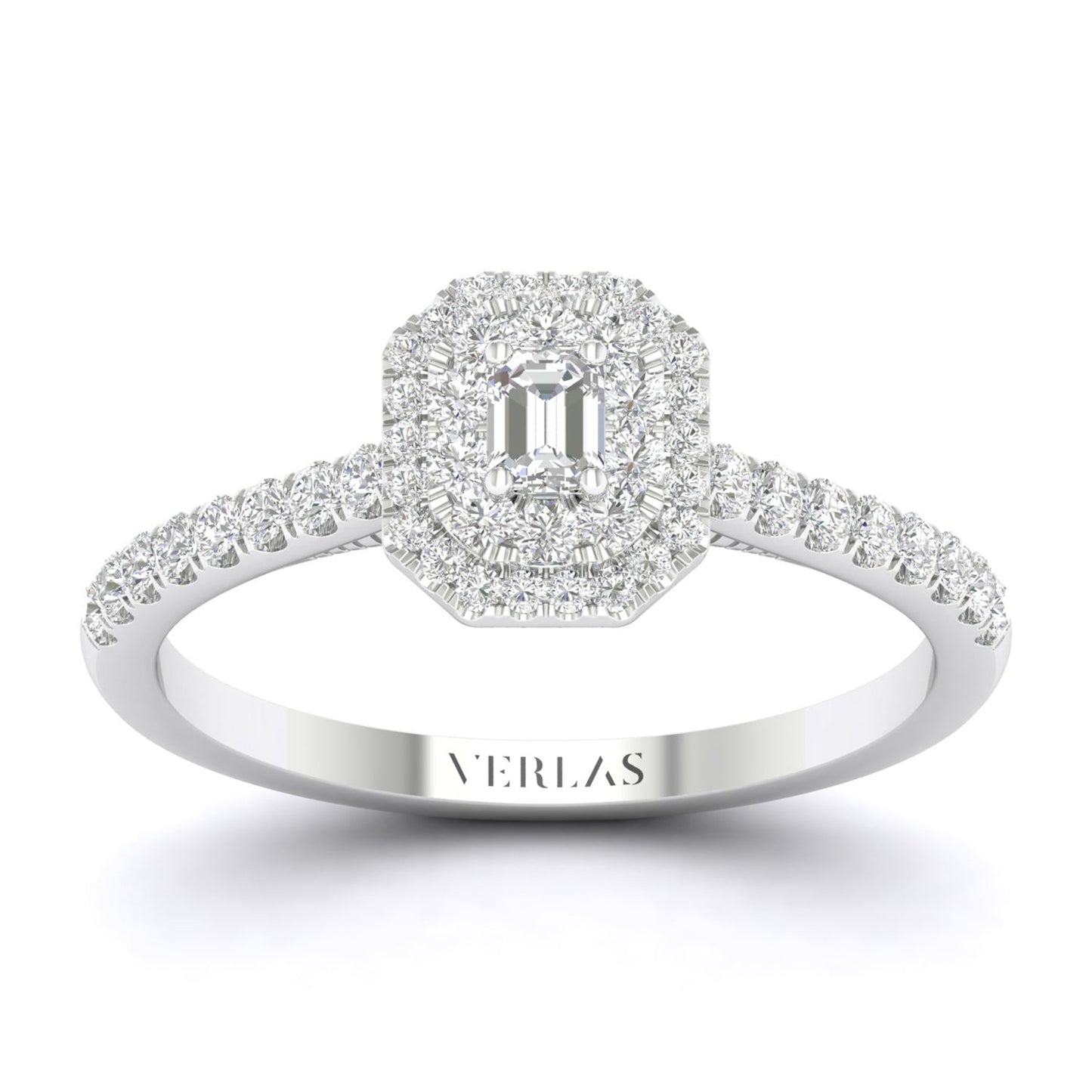 Quaint Signature Emerald Double Halo Ring