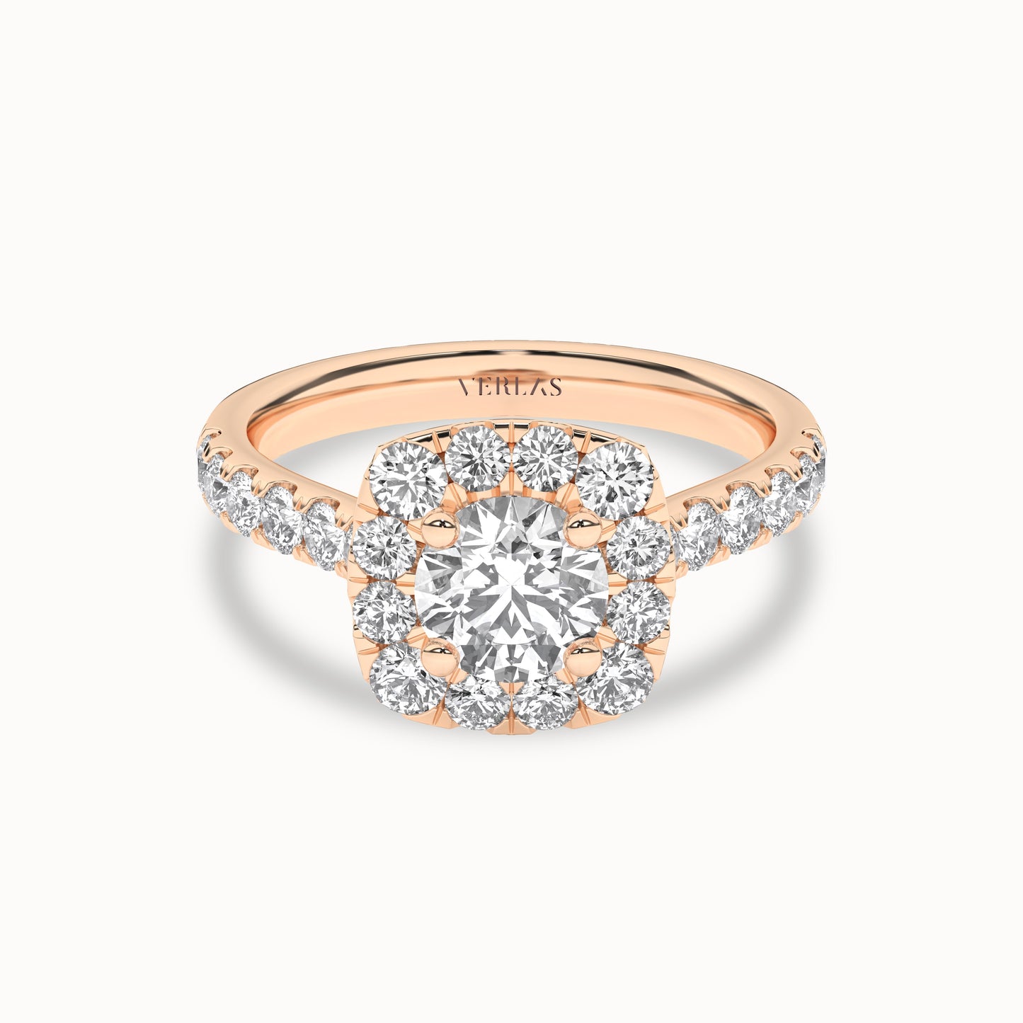 Round-Center Princess Halo Ring