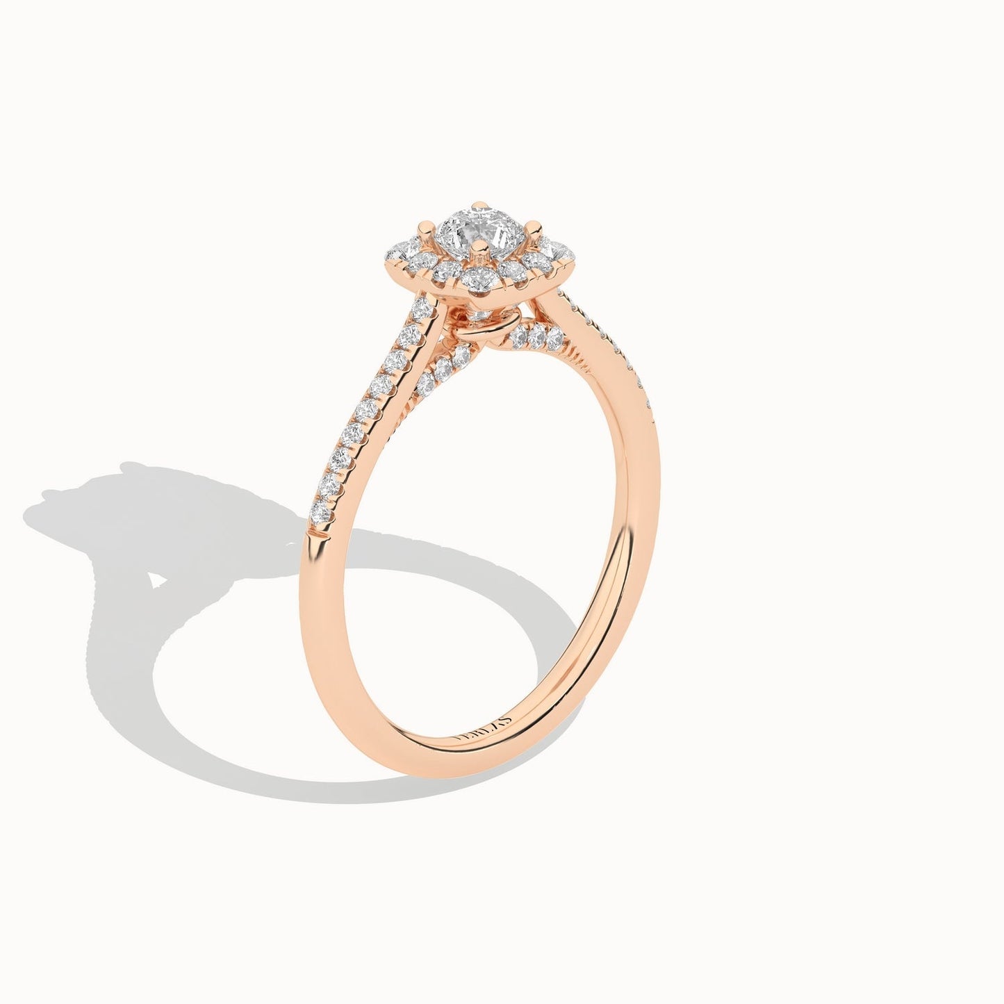 Round-Center Princess Halo Ring