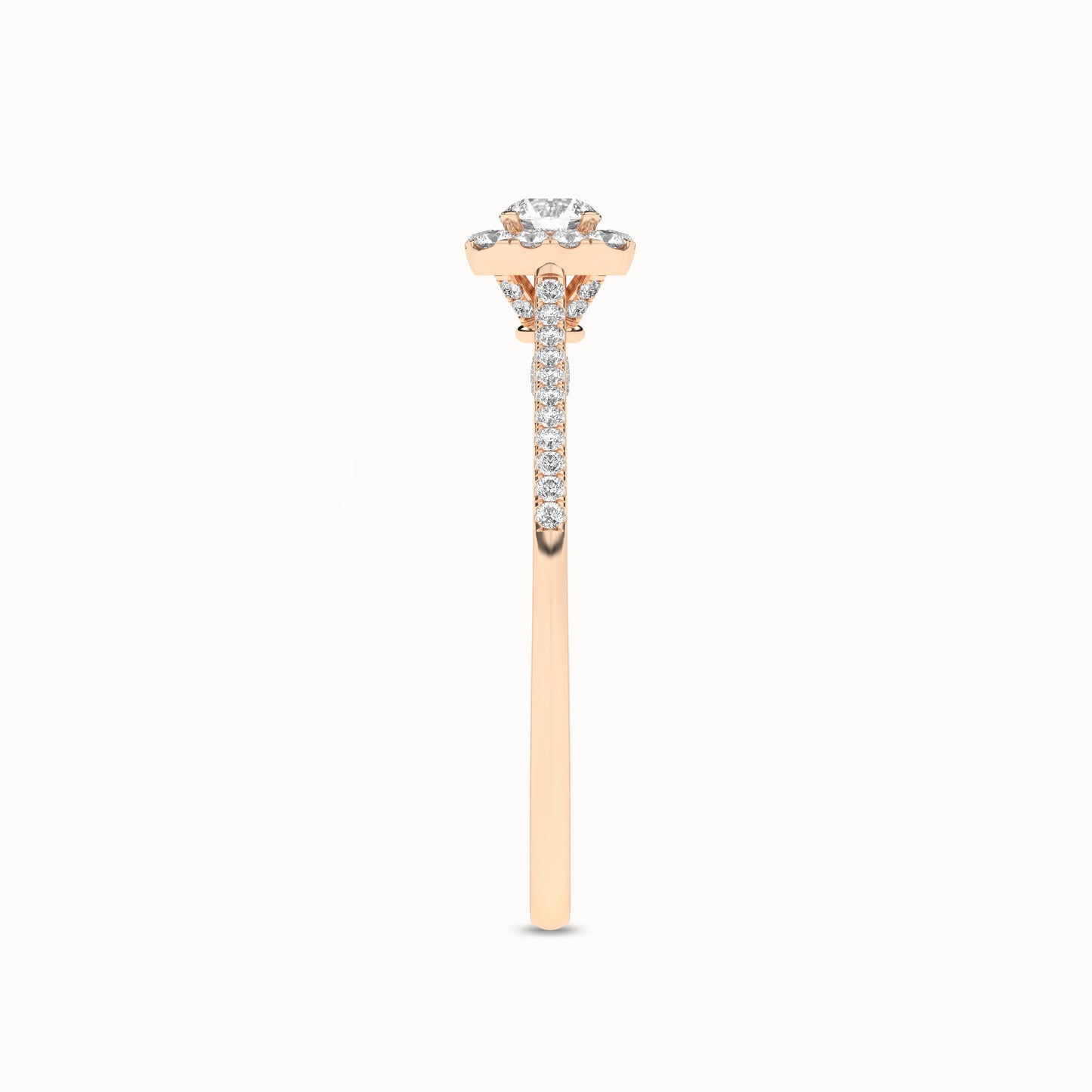 Round-Center Princess Halo Ring
