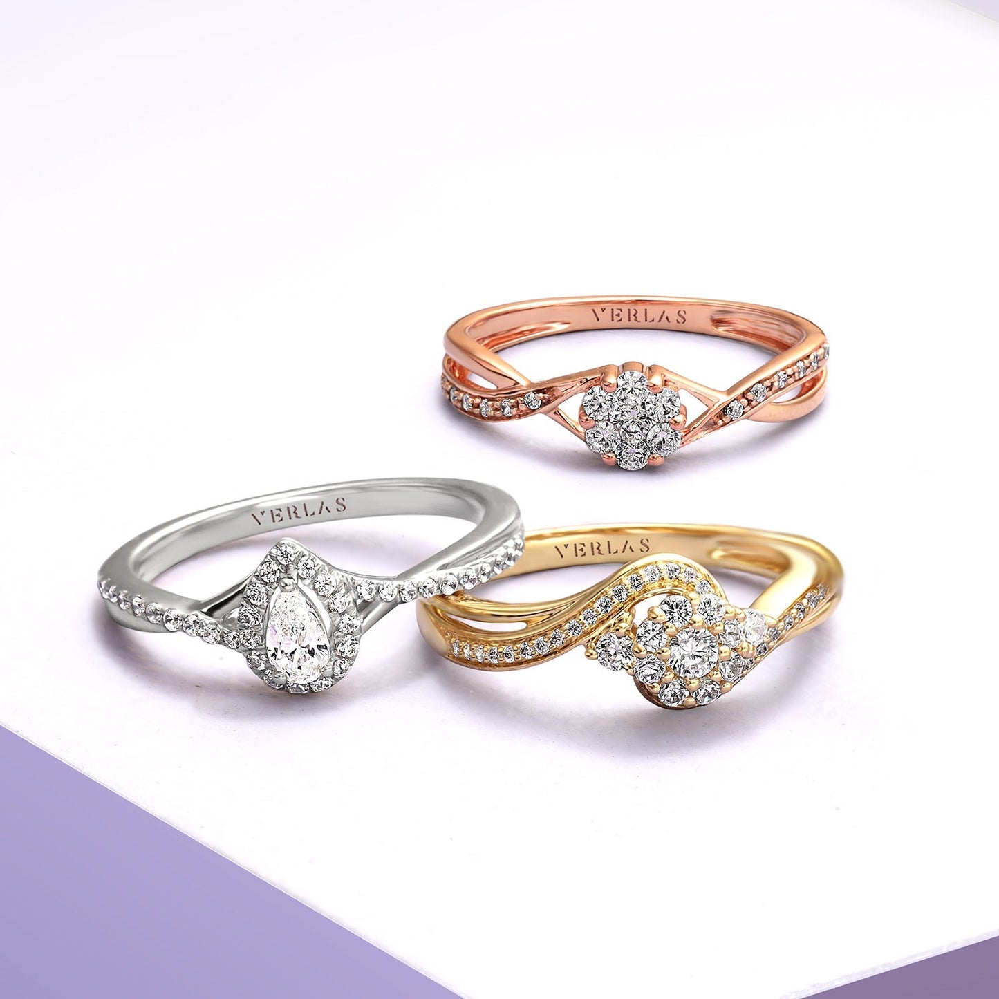 My Crossover Peeking Dewdrop Halo Ring