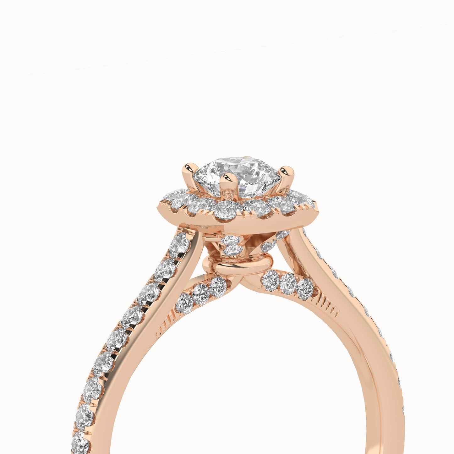 Round-Center Princess Halo Ring