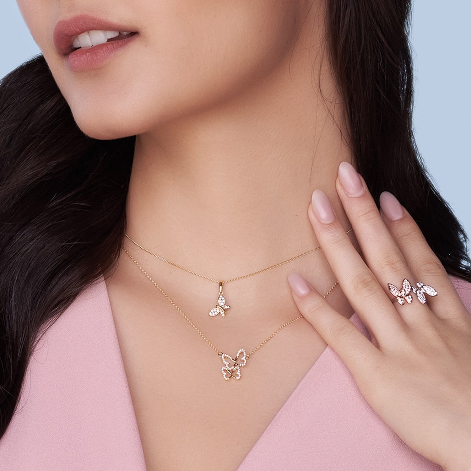 Double Butterfly Silhouette Necklace_Product Angle_PCP Main Image