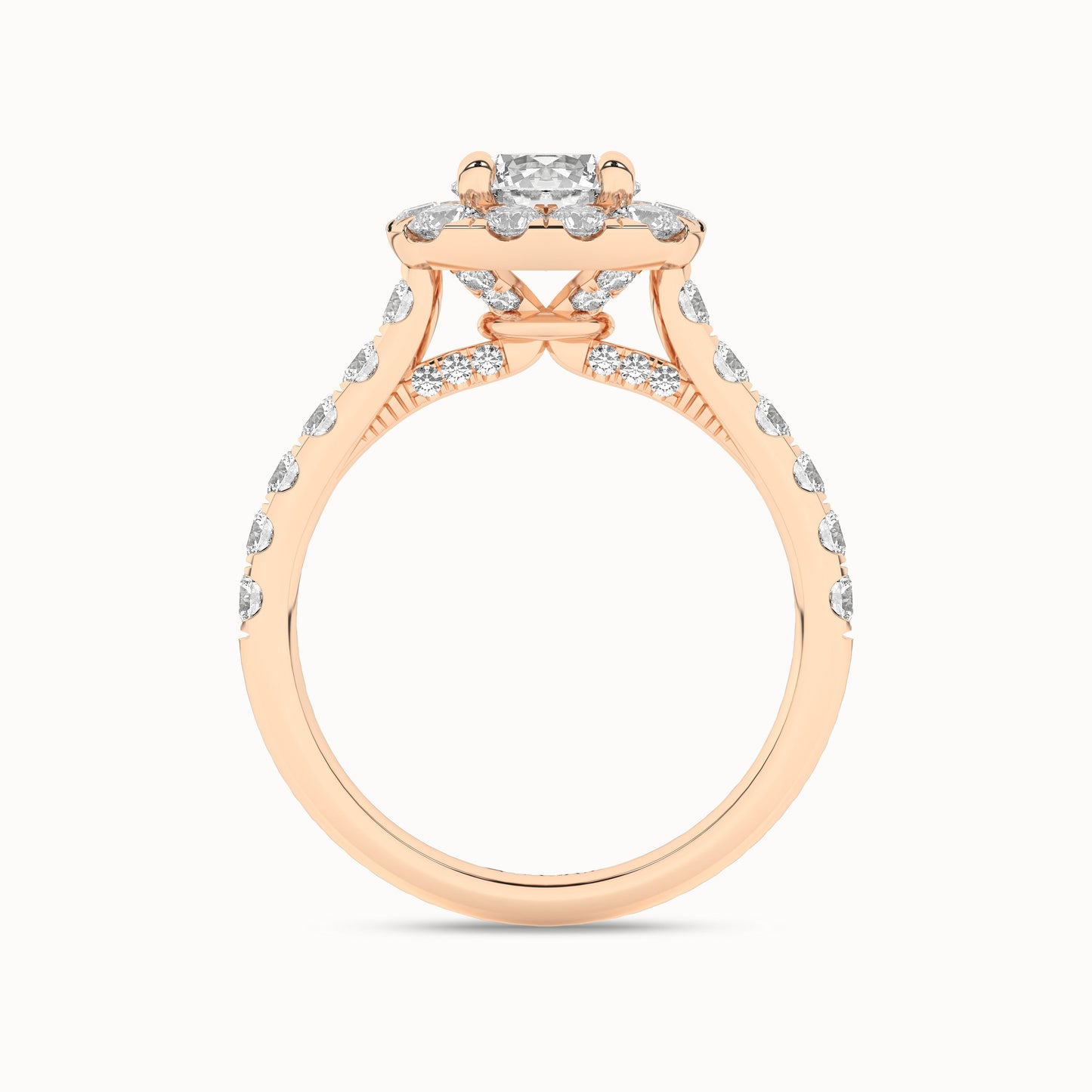 Round-Center Princess Halo Ring