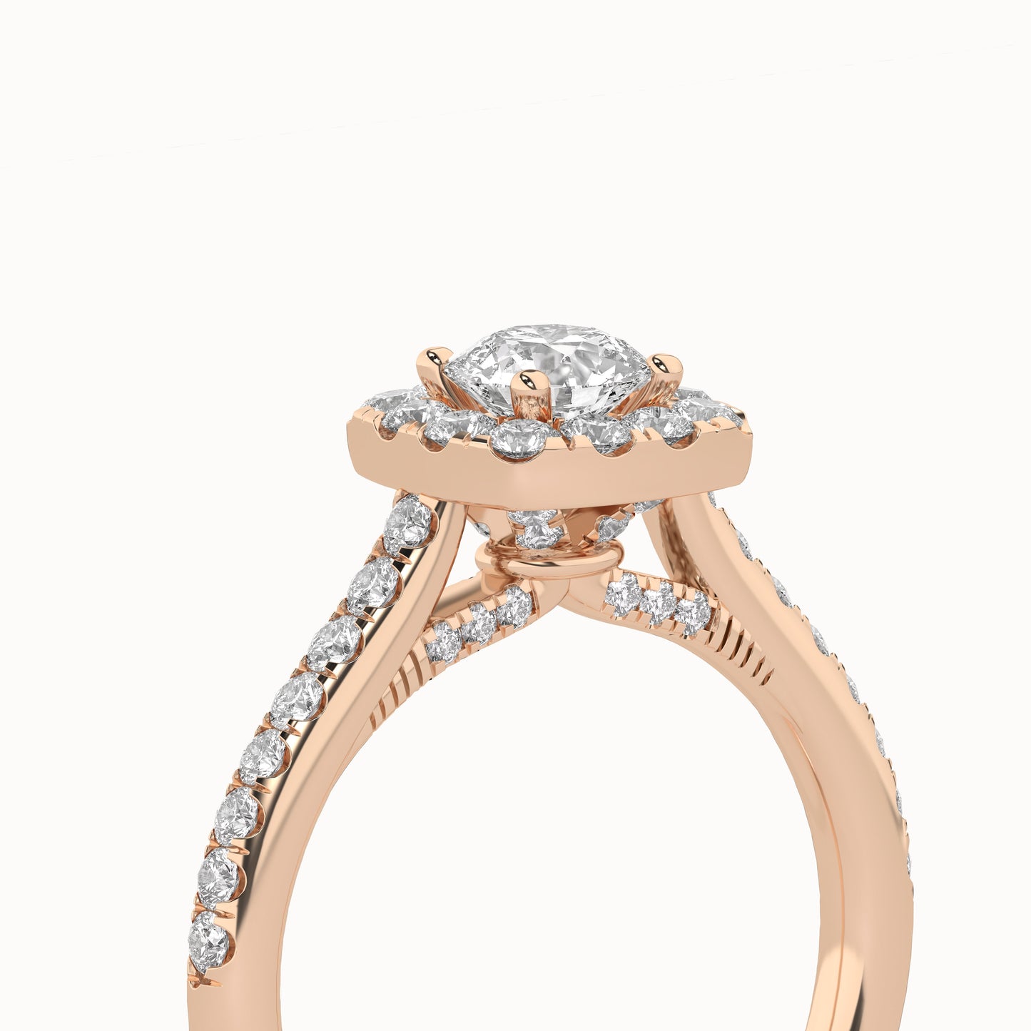 Round-Center Princess Halo Ring