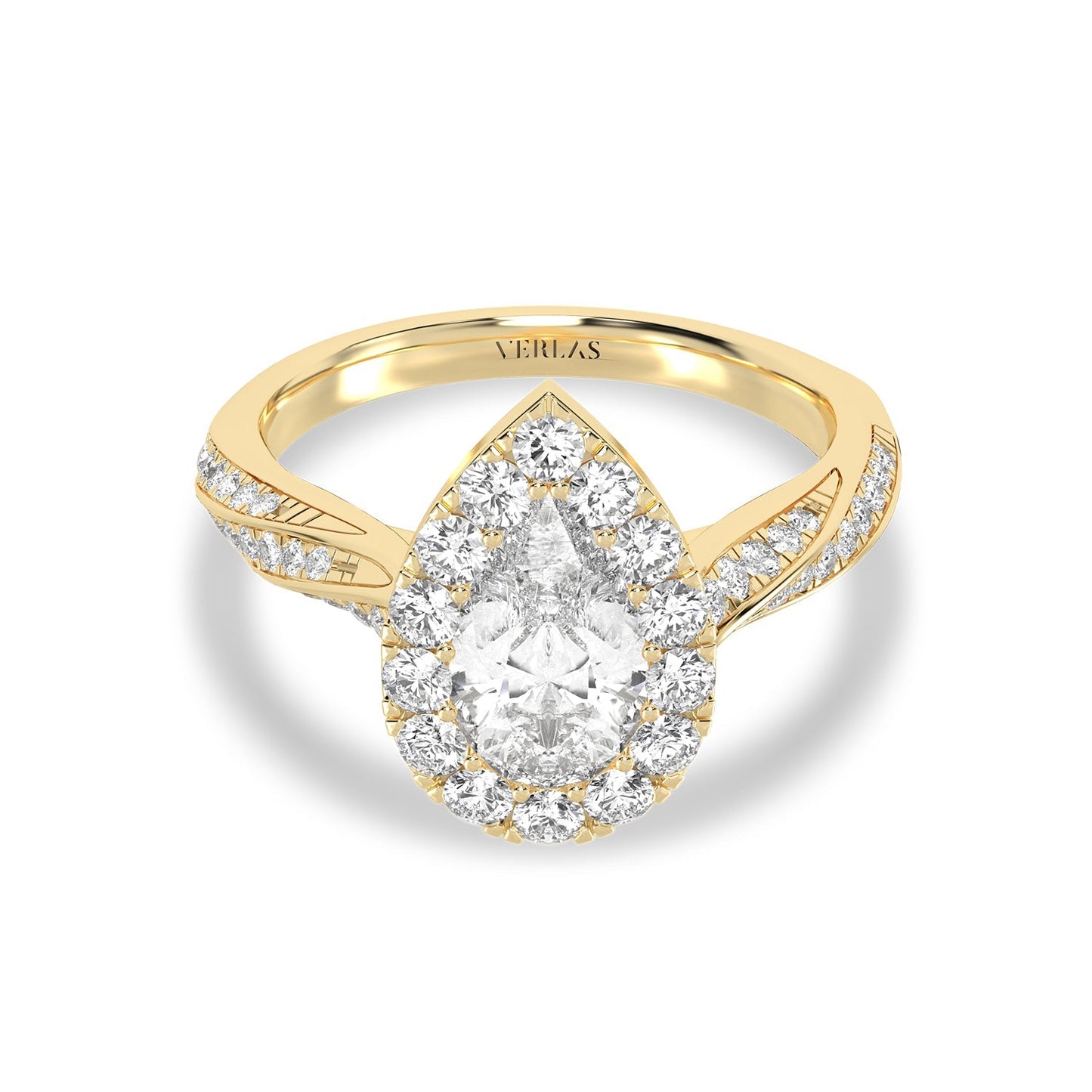 Swirl Iconic Dewdrop Halo Ring