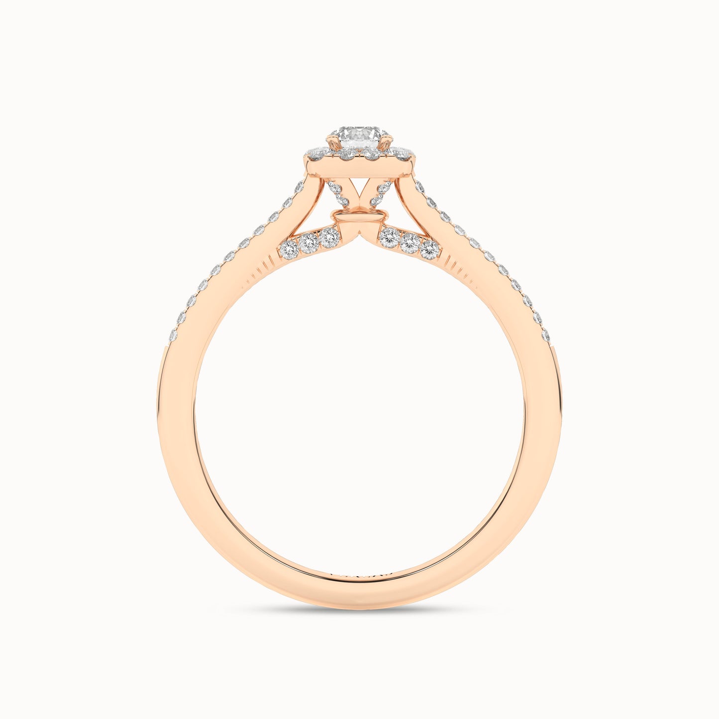 Round-Center Princess Halo Ring