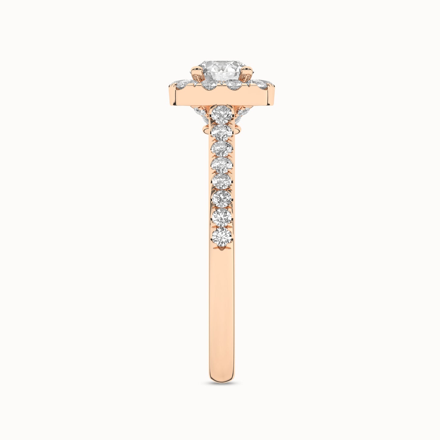 Round-Center Princess Halo Ring