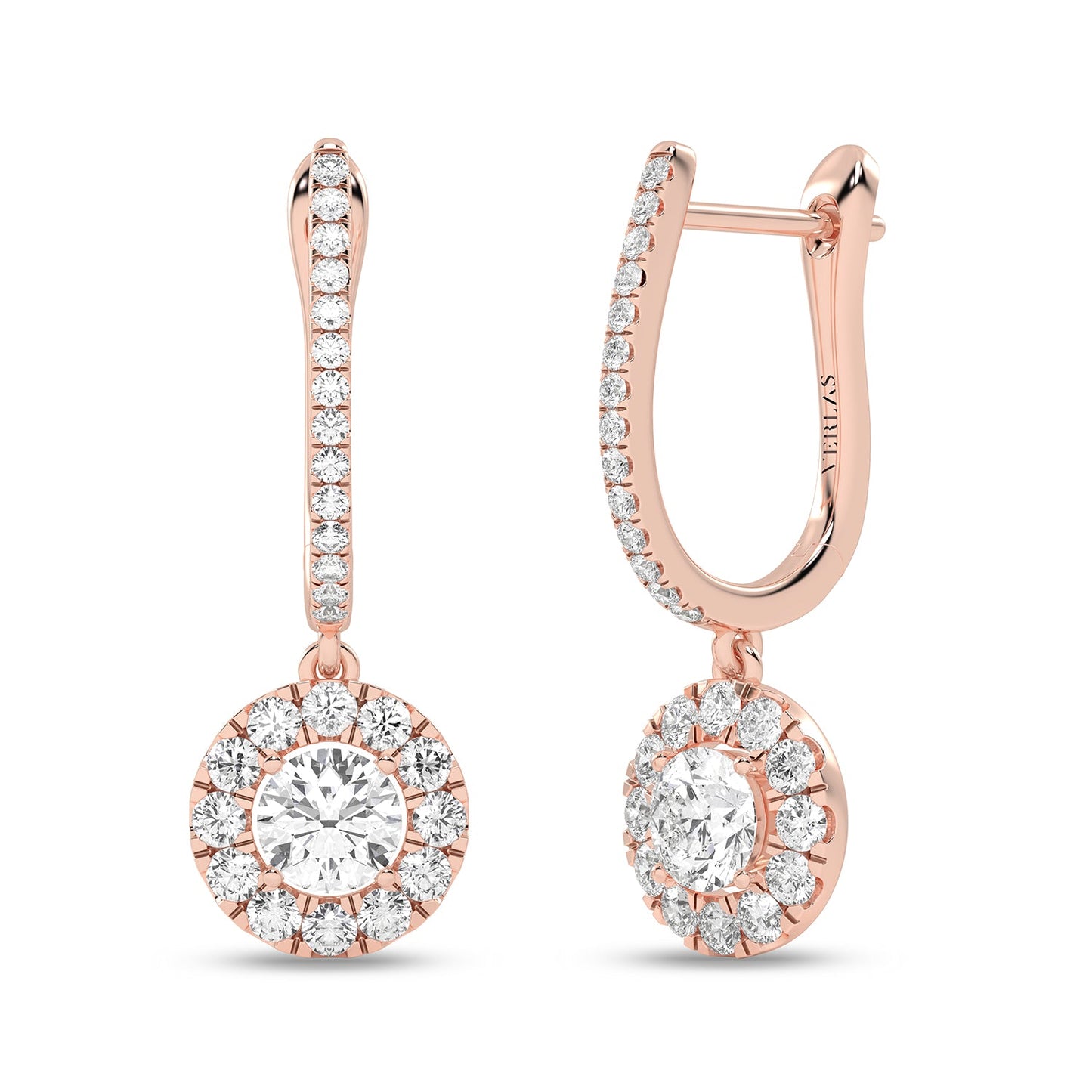 Round Halo Drop Earrings_Product Angle_7/8 Ct. - 2