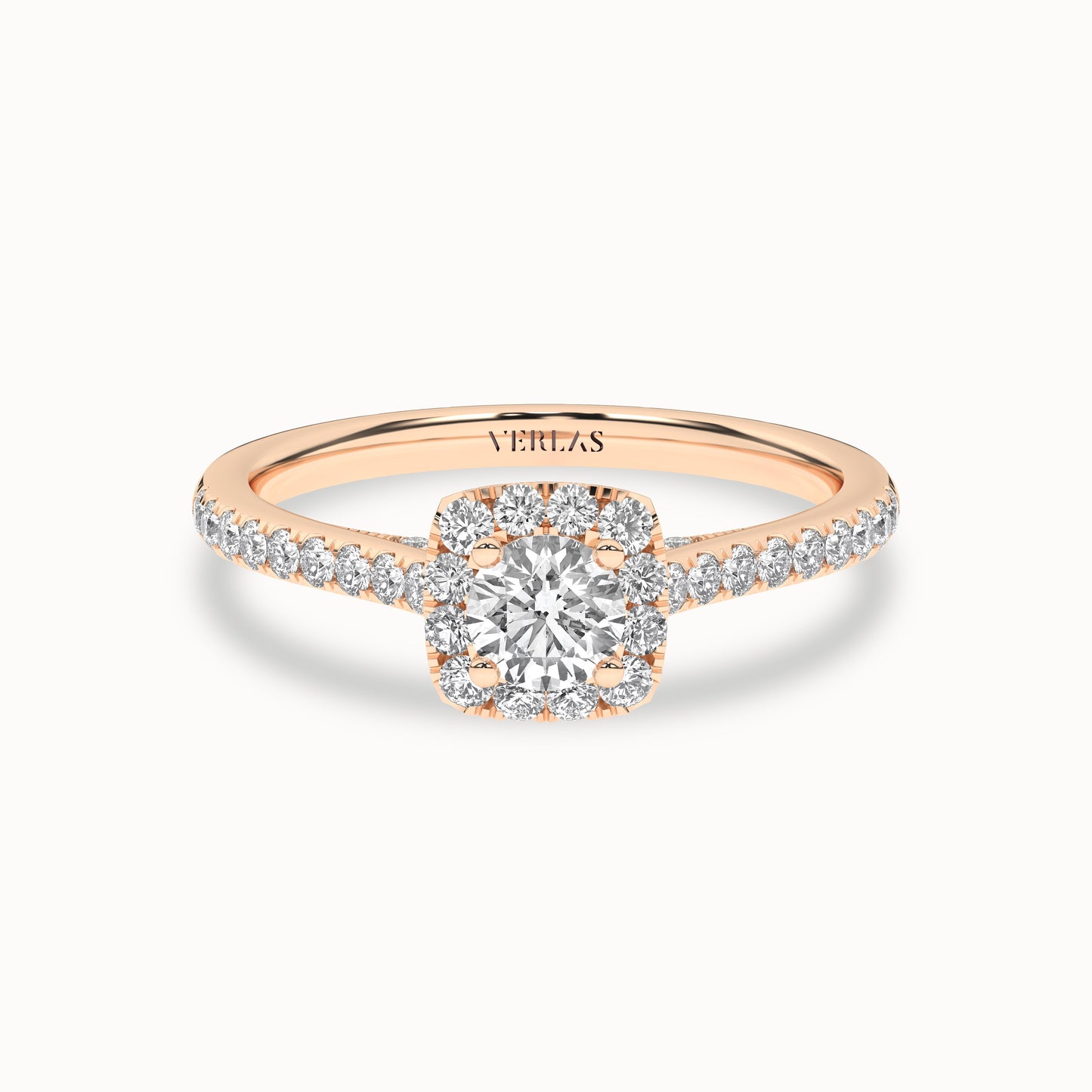 Round-Center Princess Halo Ring