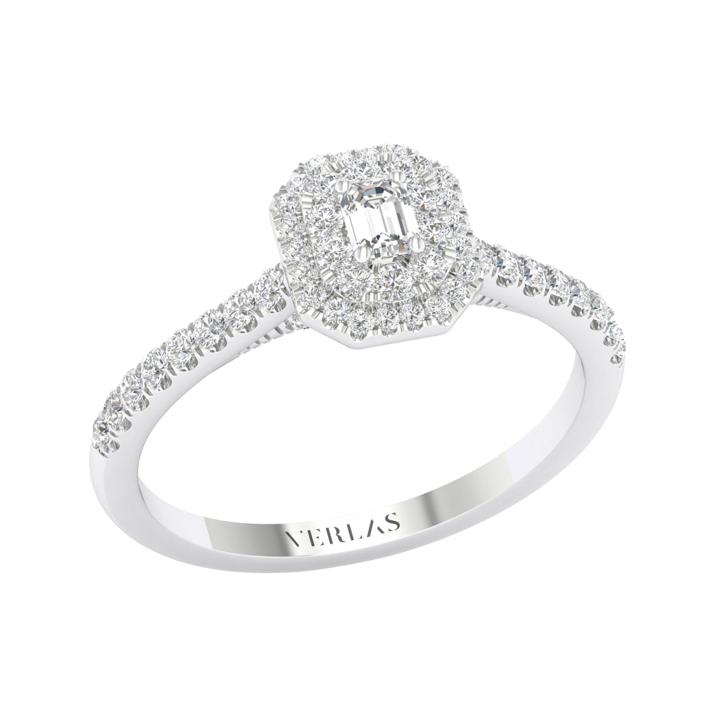 Quaint Signature Emerald Double Halo Ring
