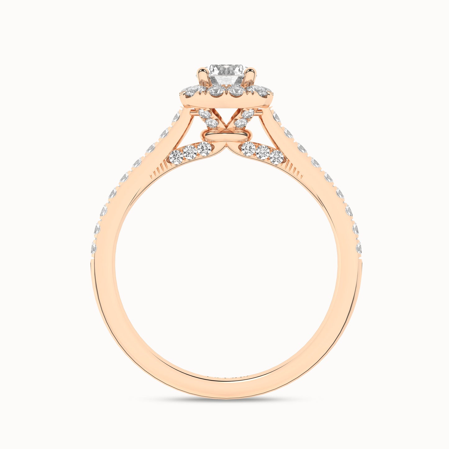 Round-Center Princess Halo Ring