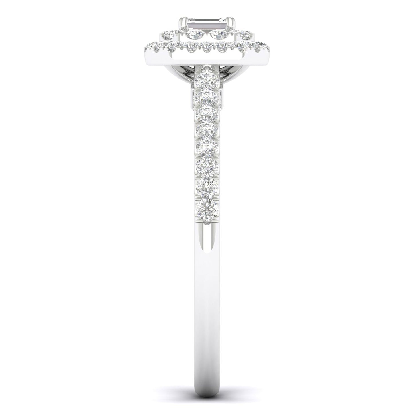 Quaint Signature Emerald Double Halo Ring