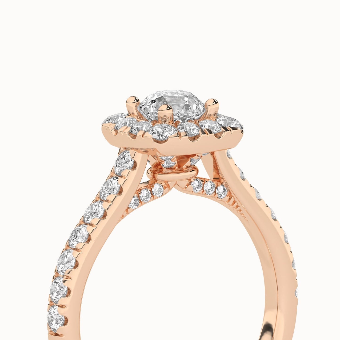Round-Center Princess Halo Ring