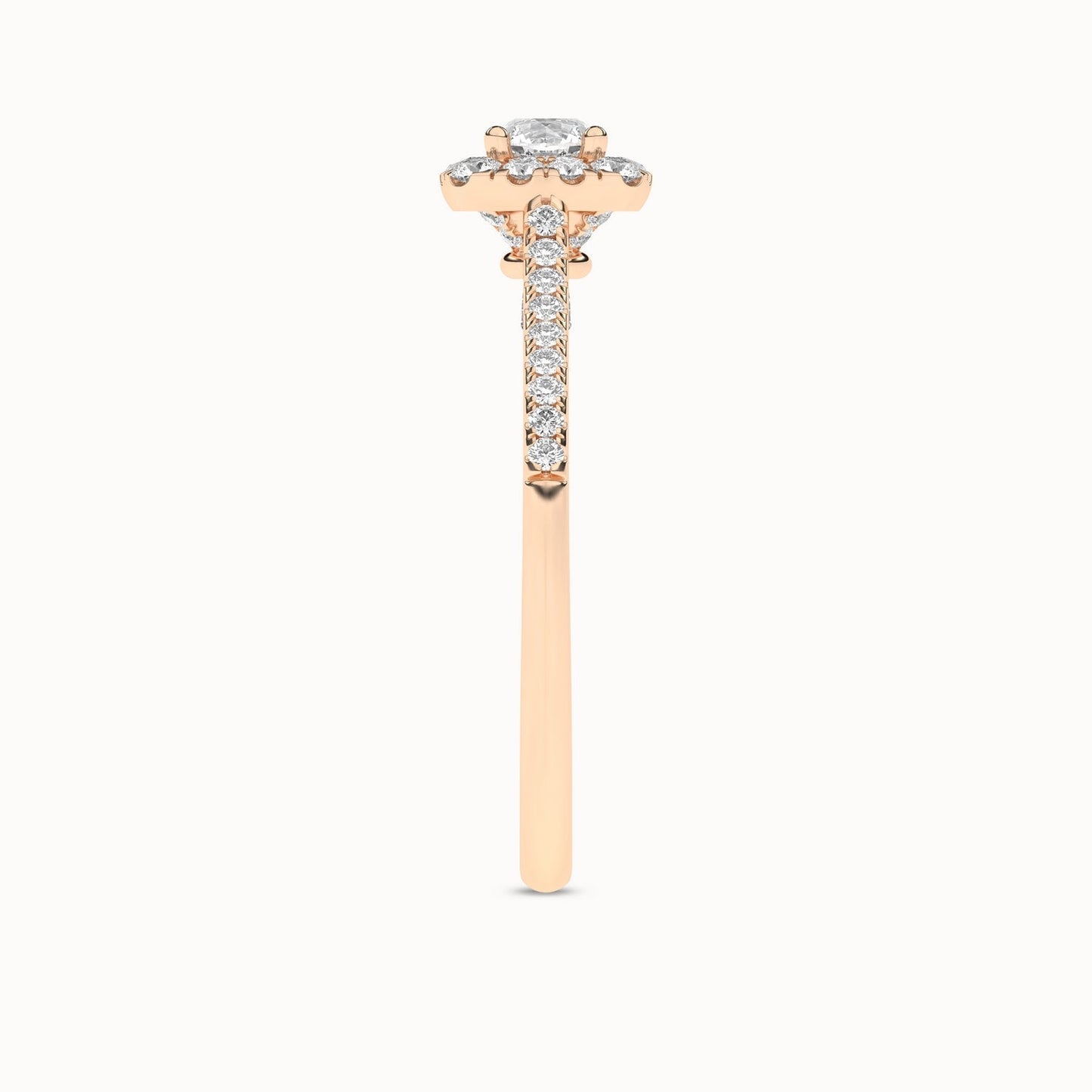 Round-Center Princess Halo Ring