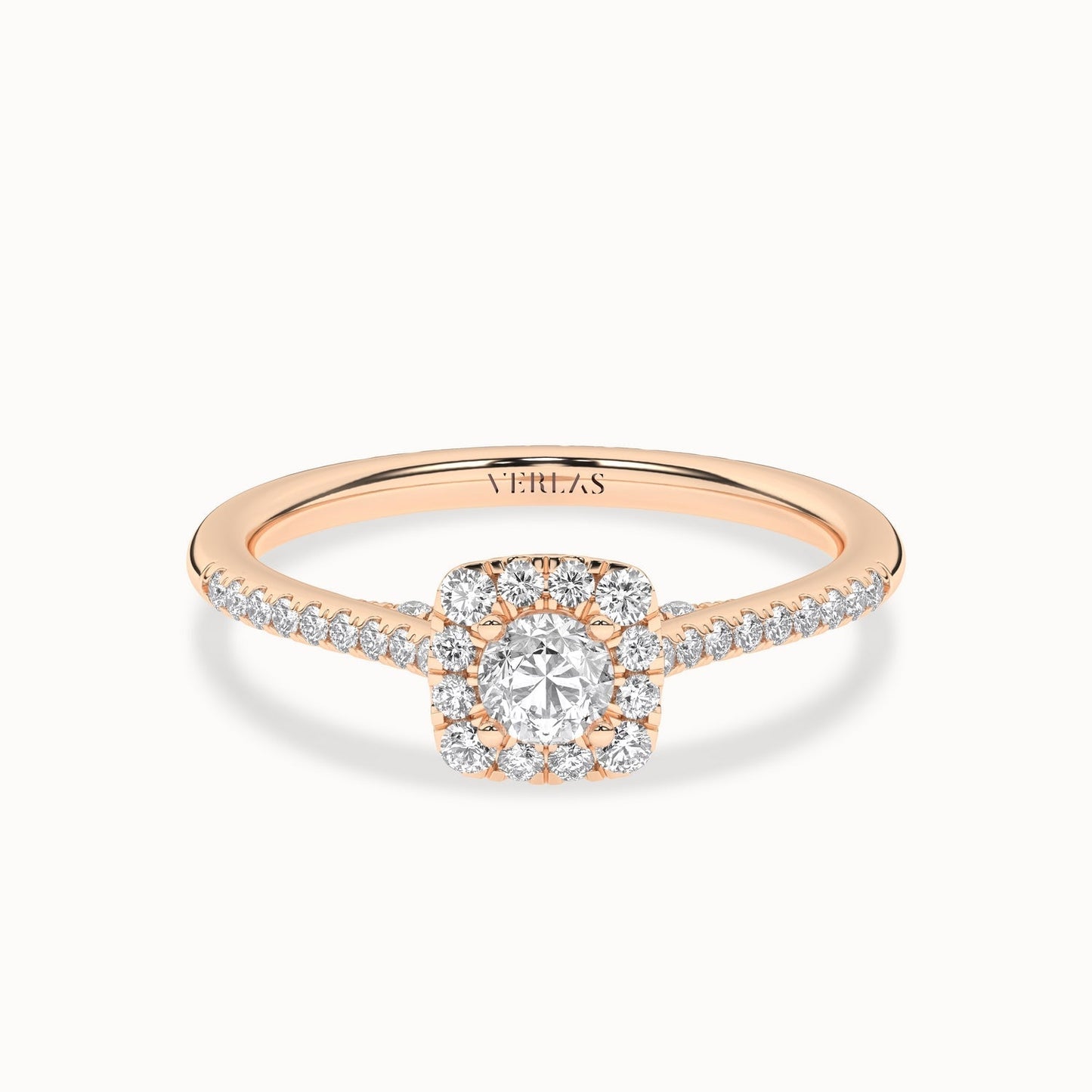 Round-Center Princess Halo Ring