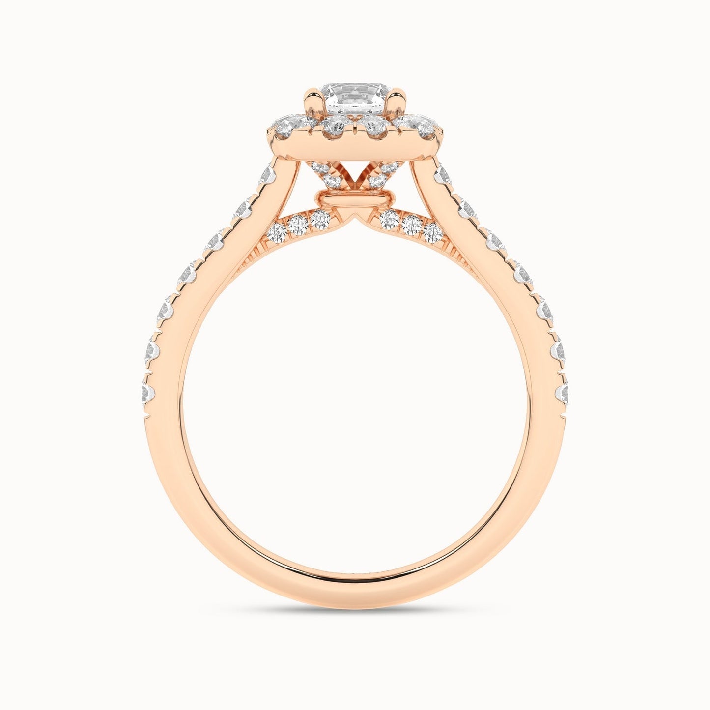 Round-Center Princess Halo Ring