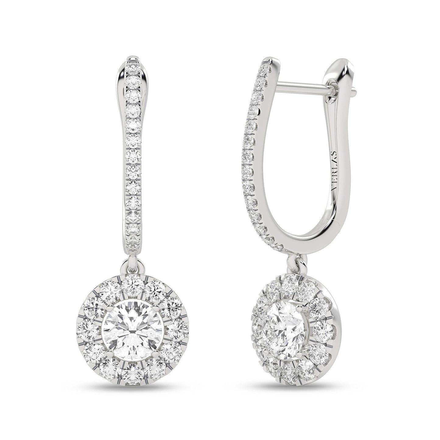 Round Halo Drop Earrings_Product Angle_7/8 Ct. - 2