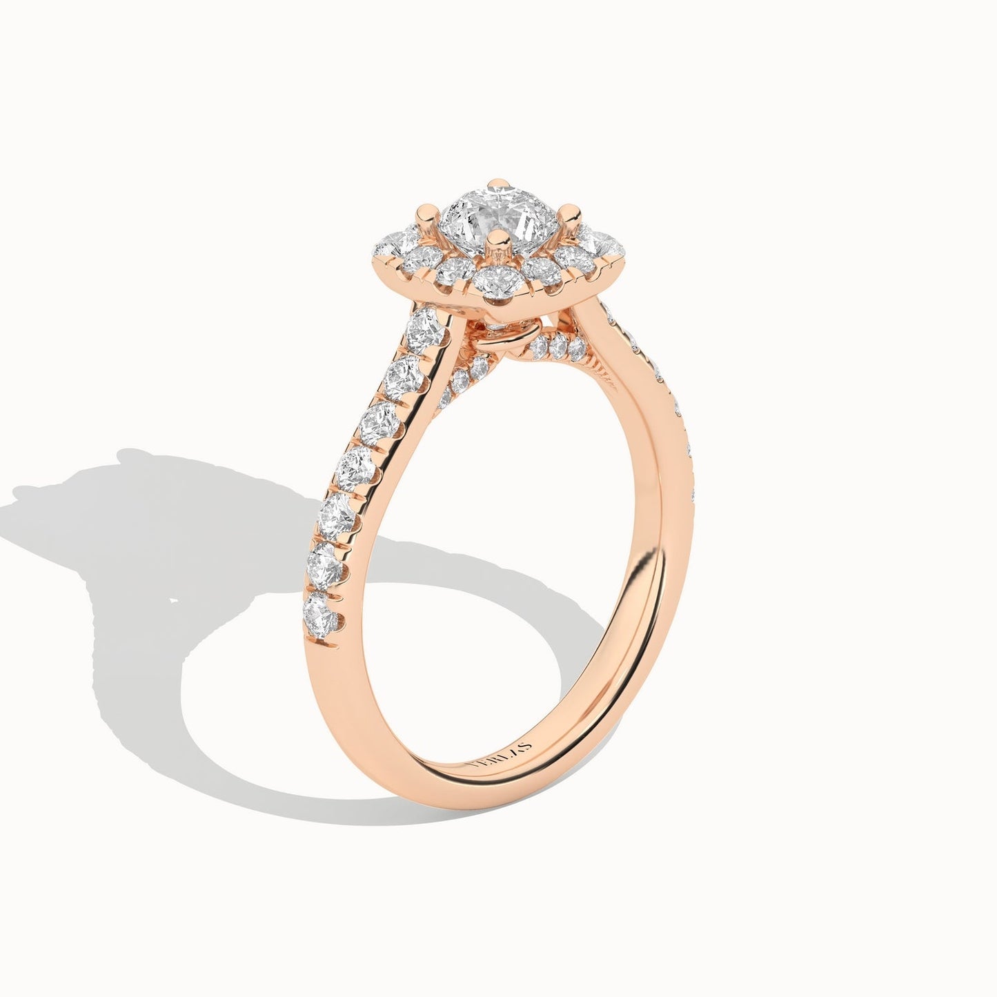 Round-Center Princess Halo Ring