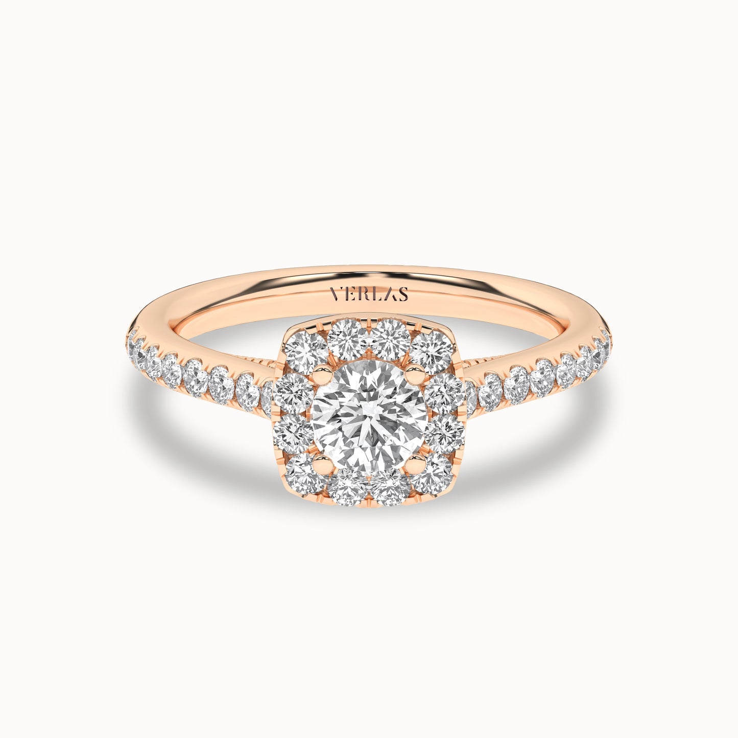 Round-Center Princess Halo Ring