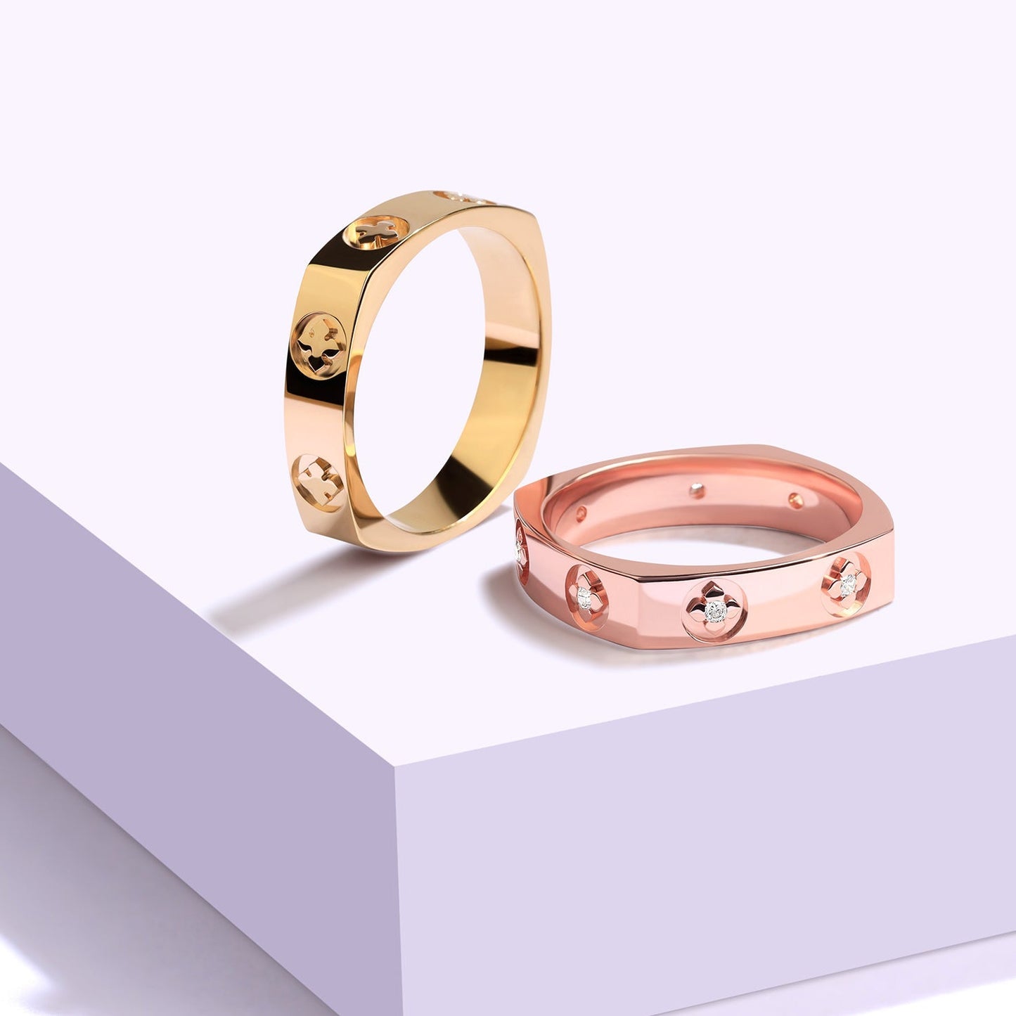 La Fleur 4.10mm 6-Diamonds Square Band