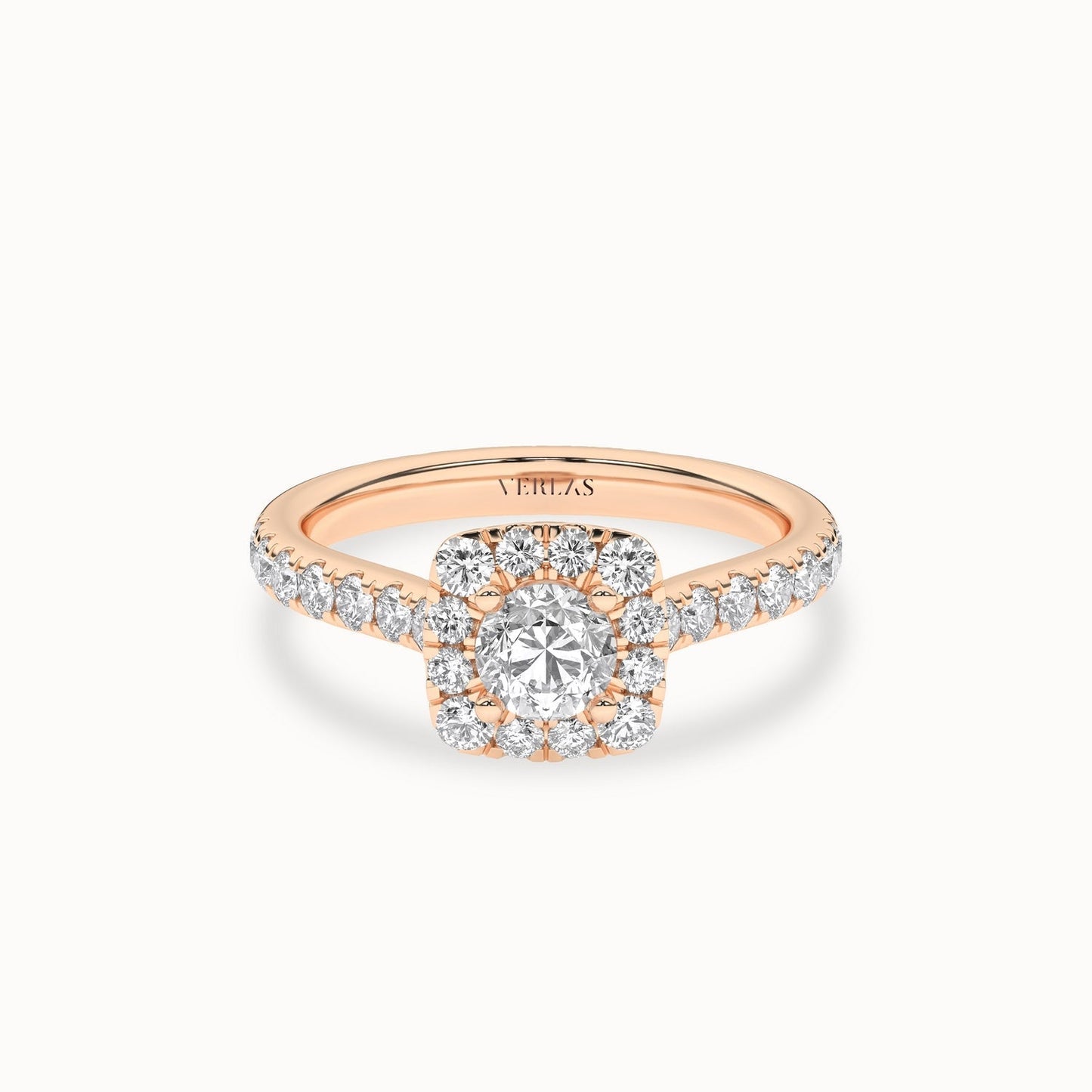 Round-Center Princess Halo Ring