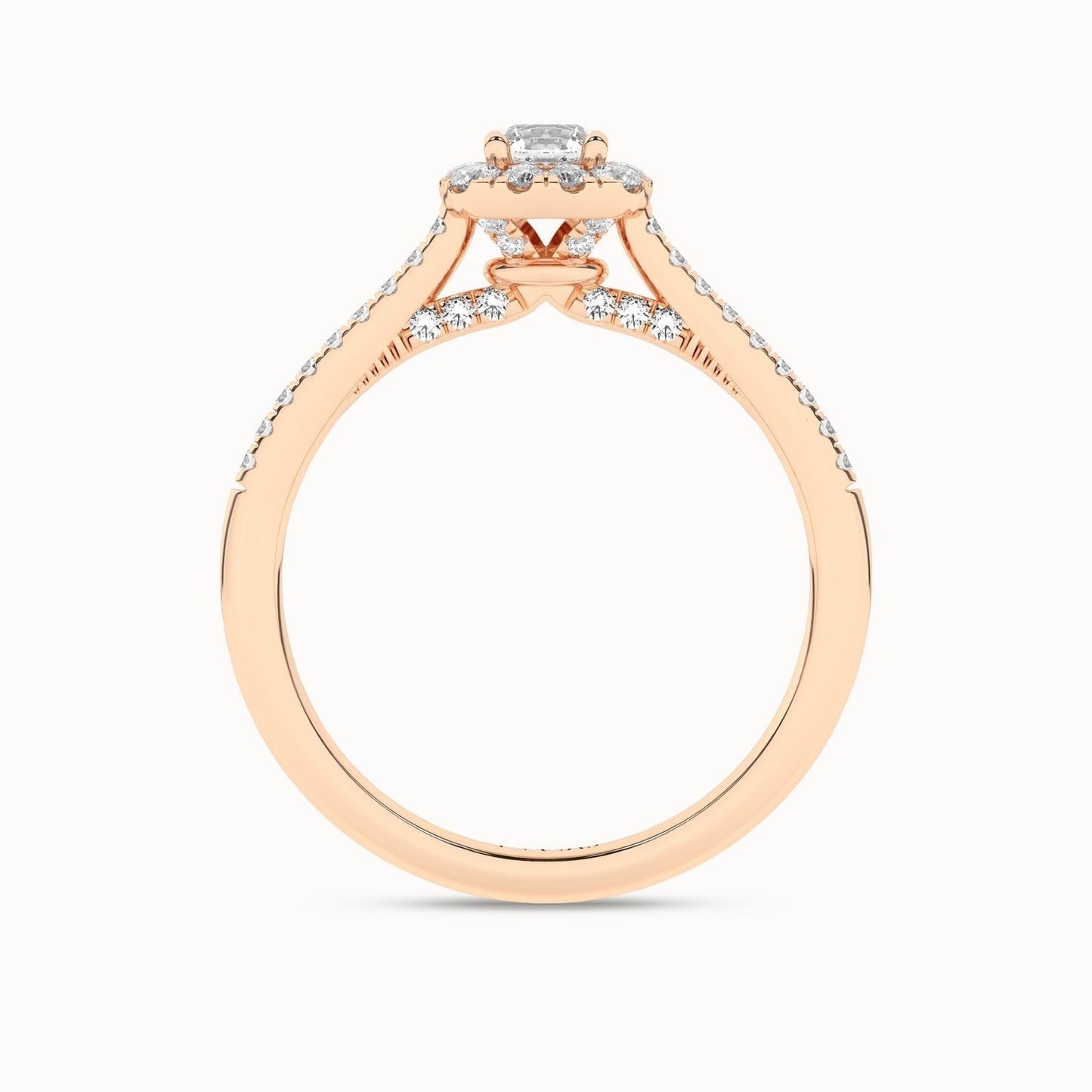 Round-Center Princess Halo Ring