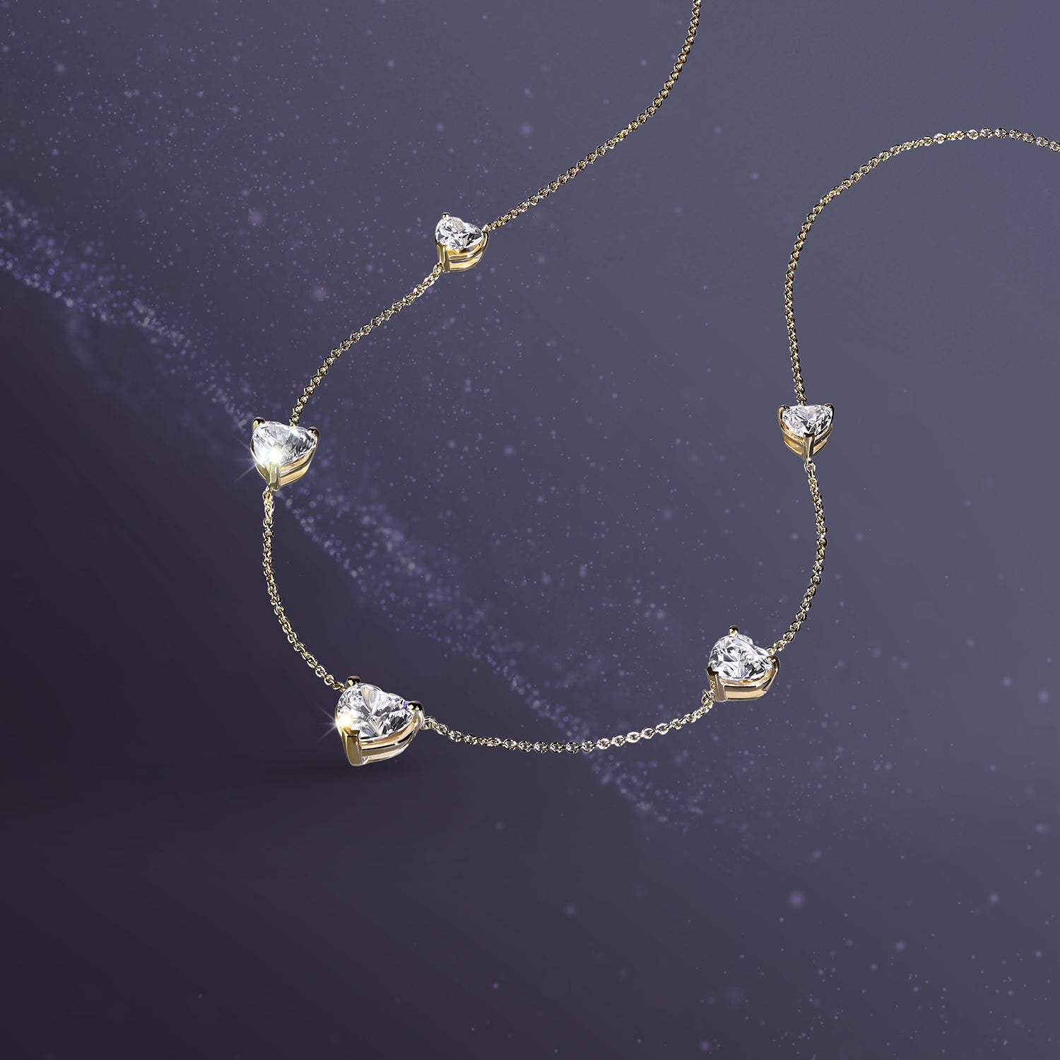 5 Heart Stationed Necklace