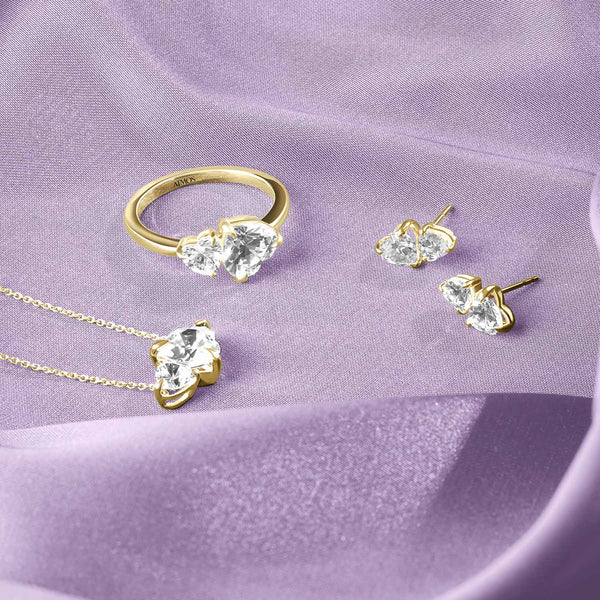 Asymmetrical Heart Diamond Toi et Moi Studs