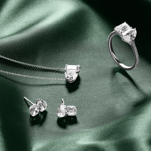Atmos Pear Cushion Diamond Two Stone Studs_Product angle _2 - 1