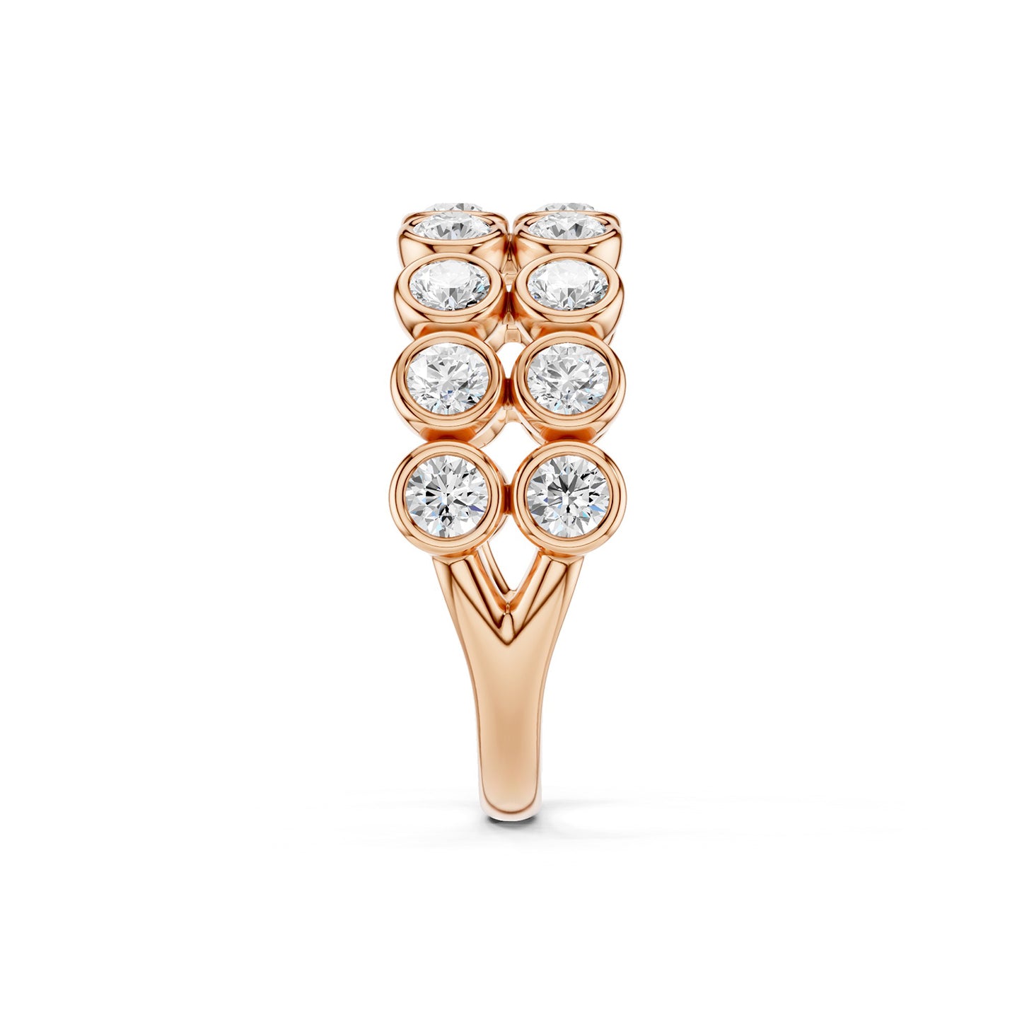 Two-Tier Round Bezel-Set Diamond Band