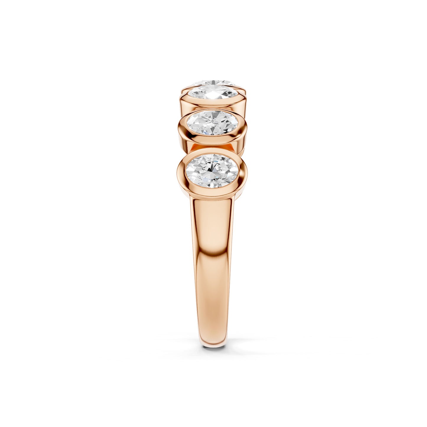 Oval Bezel-Set Half-Eternity Diamond Band