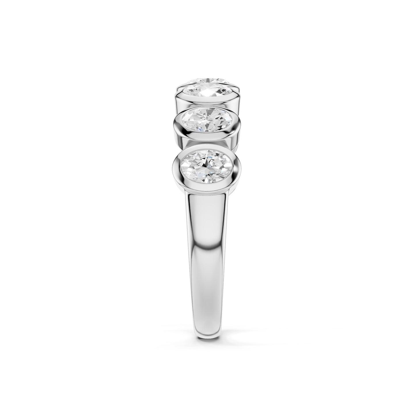 Oval Bezel-Set Half-Eternity Diamond Band