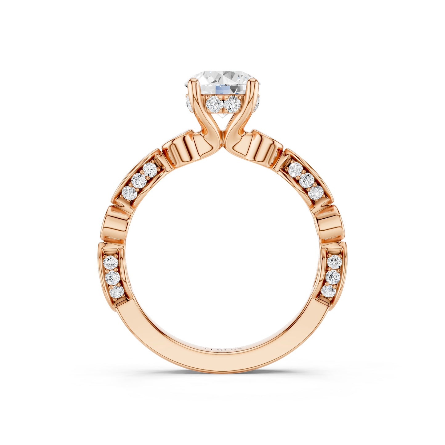 Round Hidden Halo Accent Diamond Ring