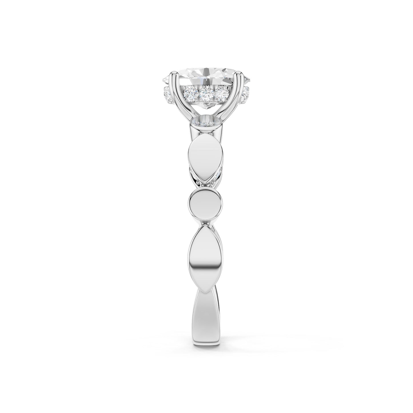 Oval Hidden Halo Accent Diamond Ring