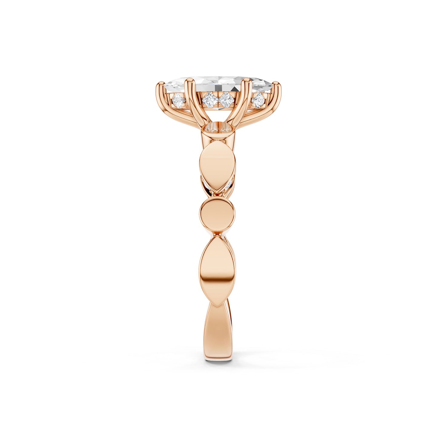 Marquise Hidden Halo Accent Diamond Ring
