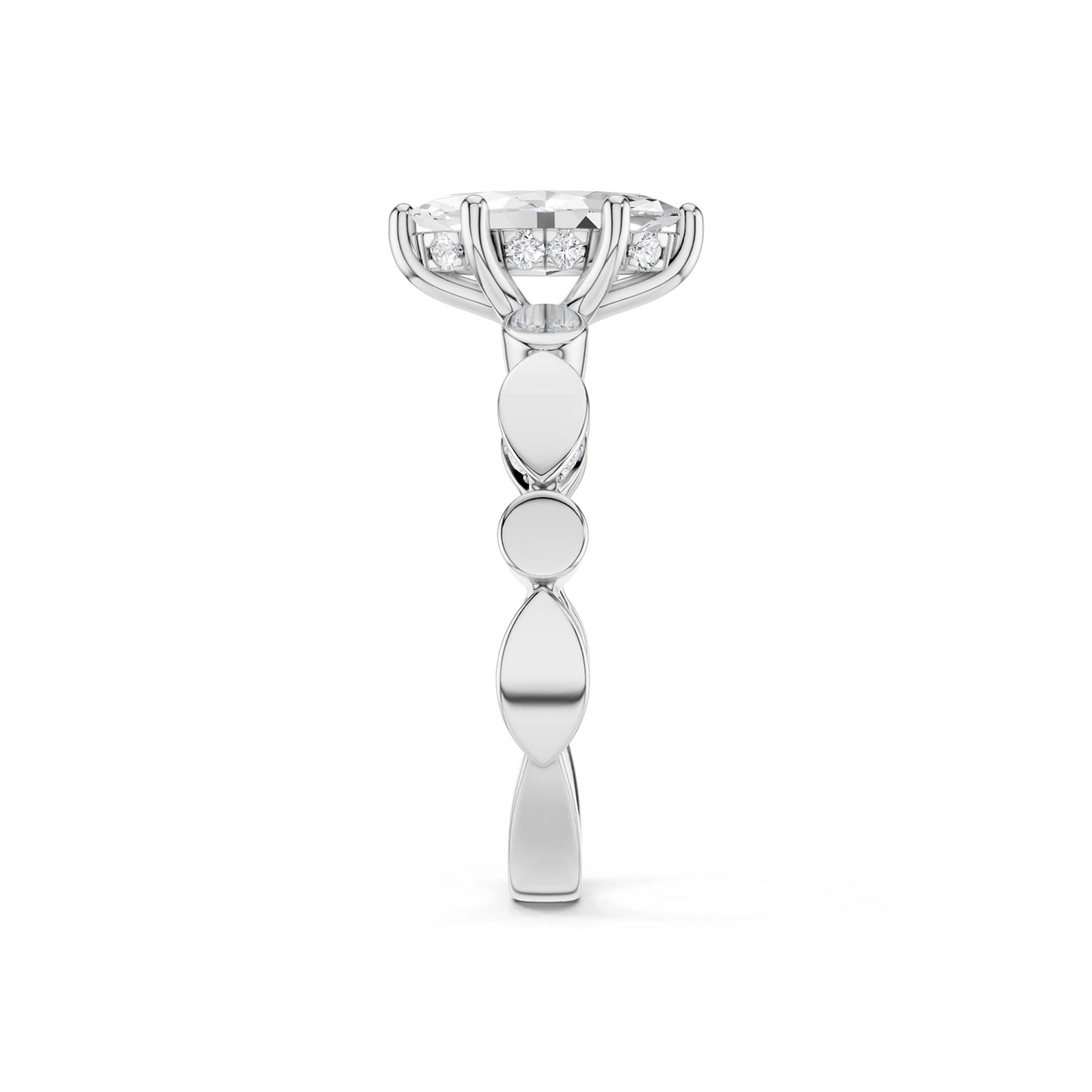 Marquise Hidden Halo Accent Diamond Ring