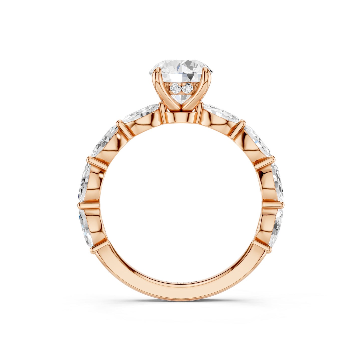 Round-Marquise Hidden Halo Diamond Ring
