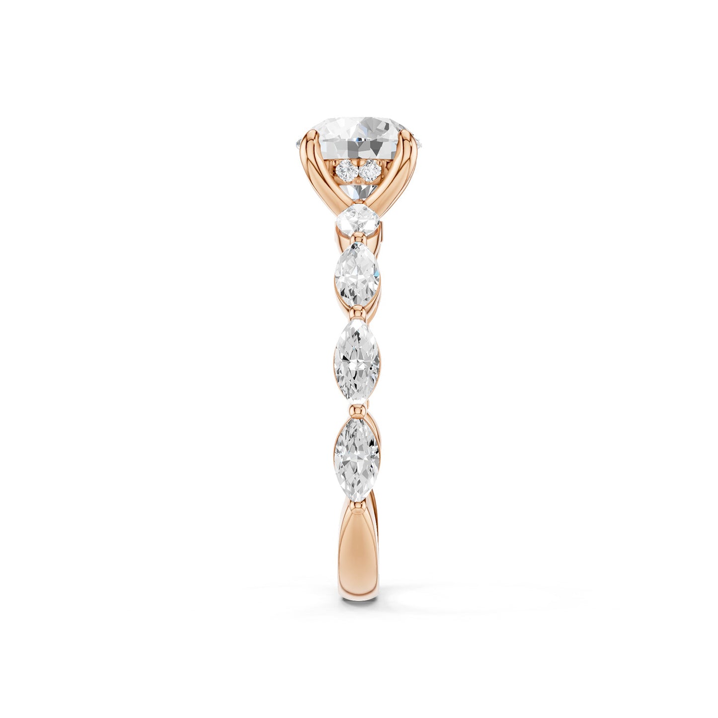 Round-Marquise Hidden Halo Diamond Ring