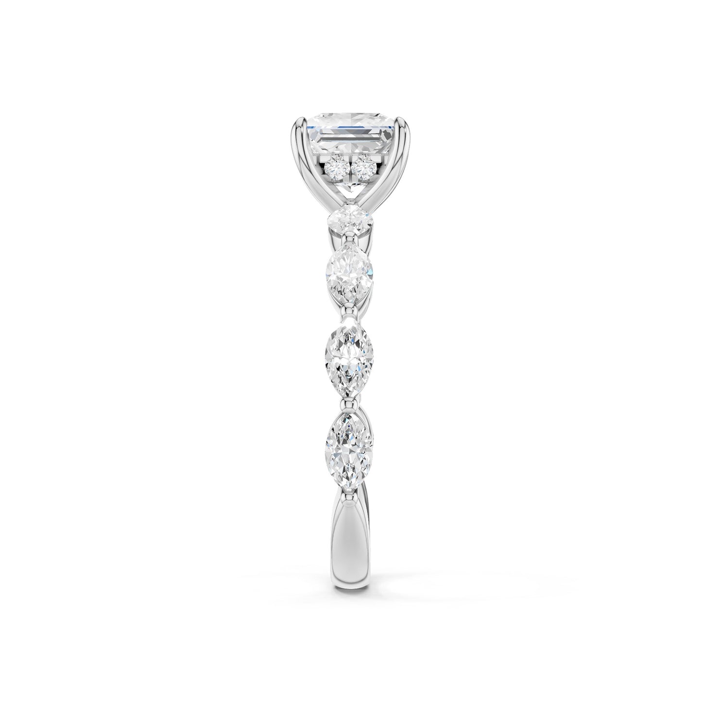 Princess-Marquise Hidden Halo Diamond Ring