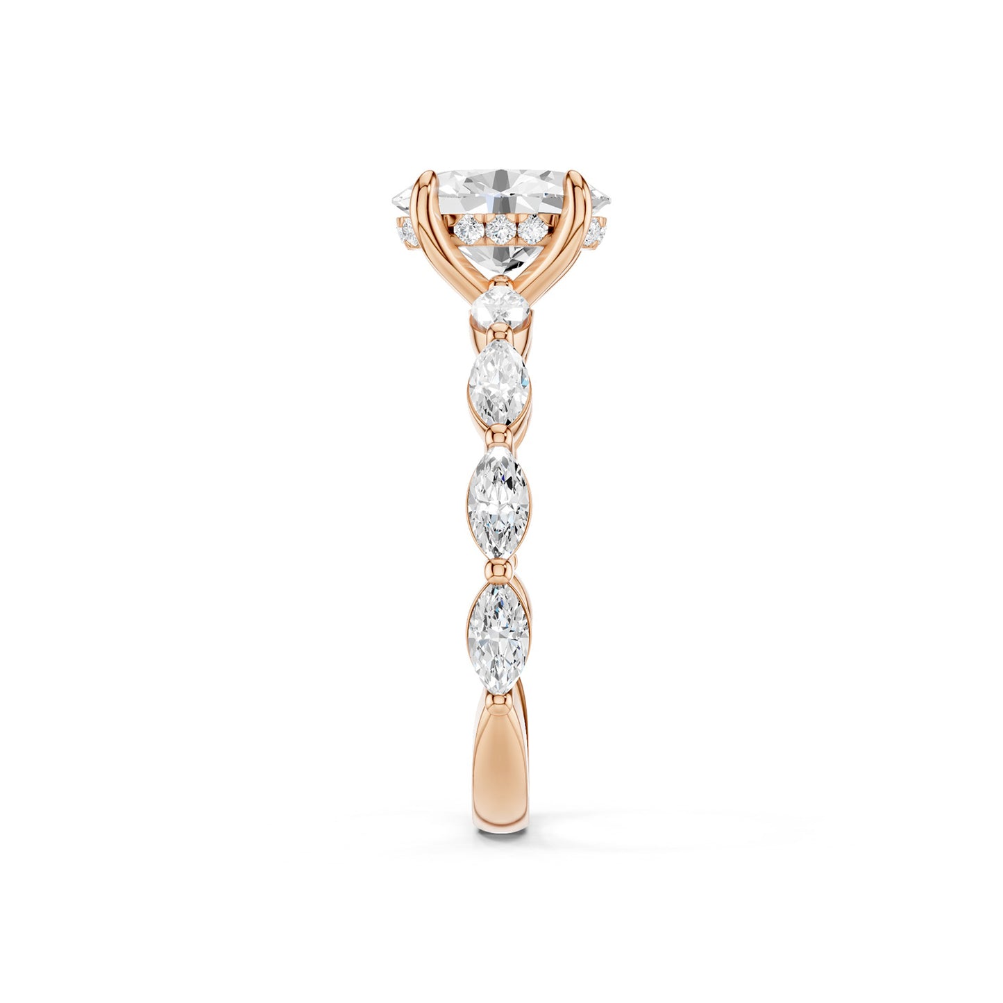 Oval-Marquise Hidden Halo Diamond Ring