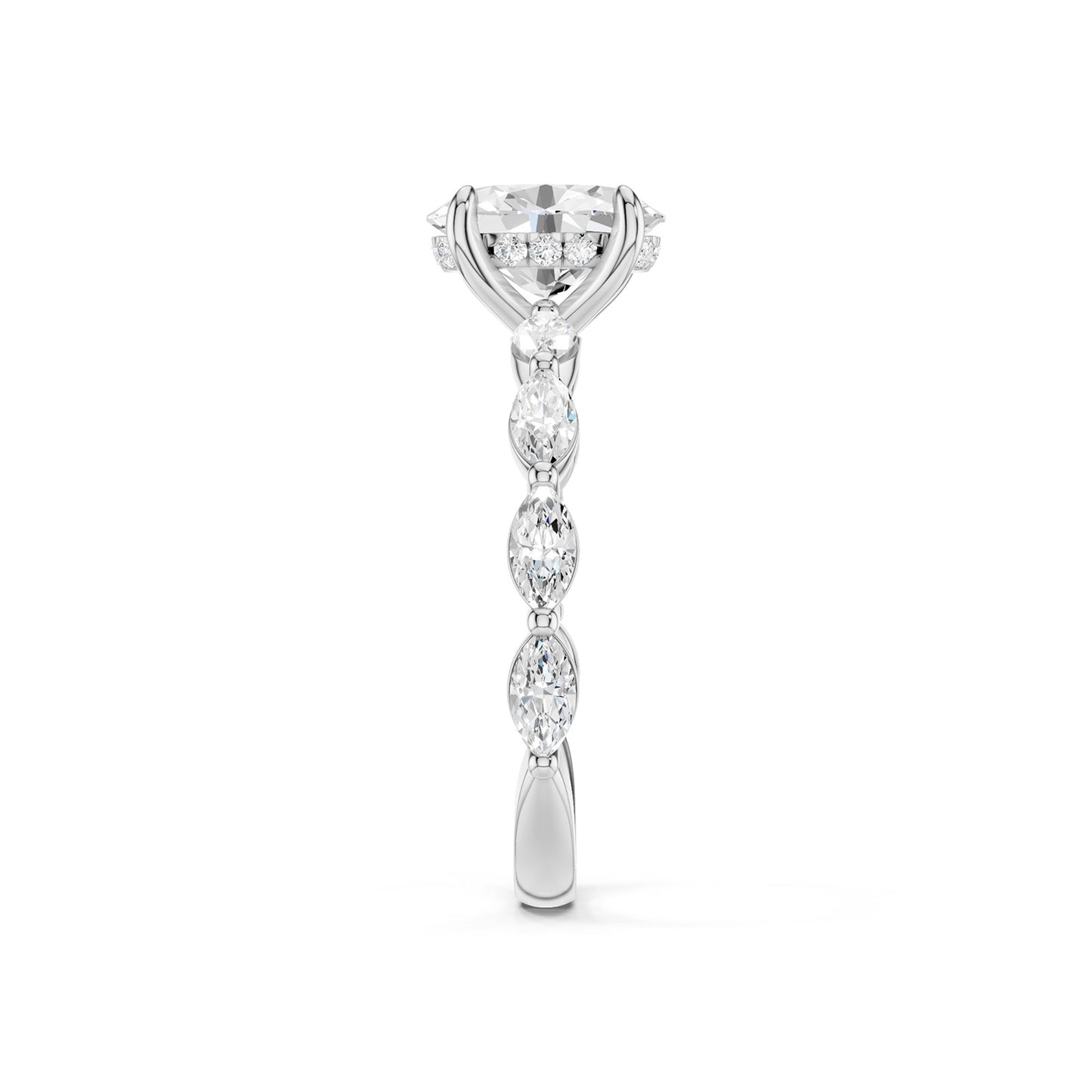 Oval-Marquise Hidden Halo Diamond Ring
