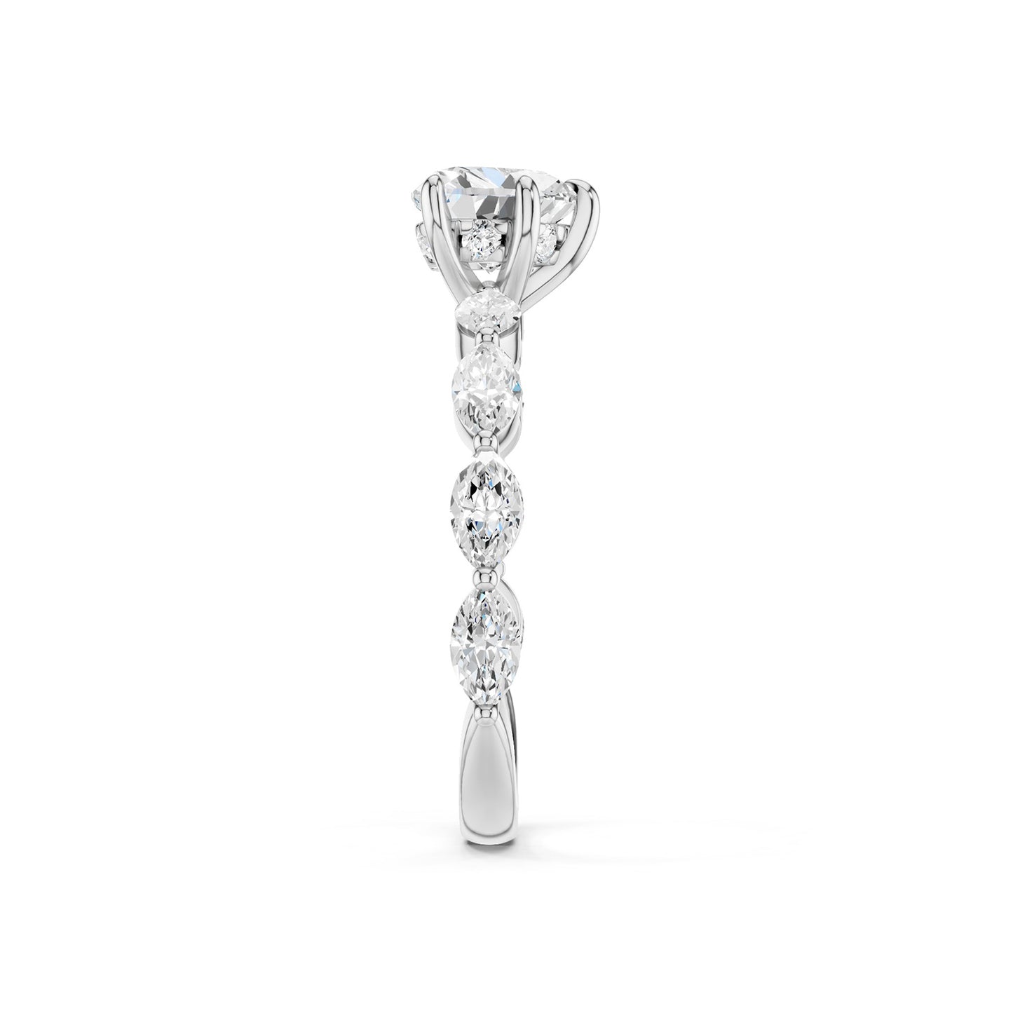 Heart-Marquise Hidden Halo Diamond Ring