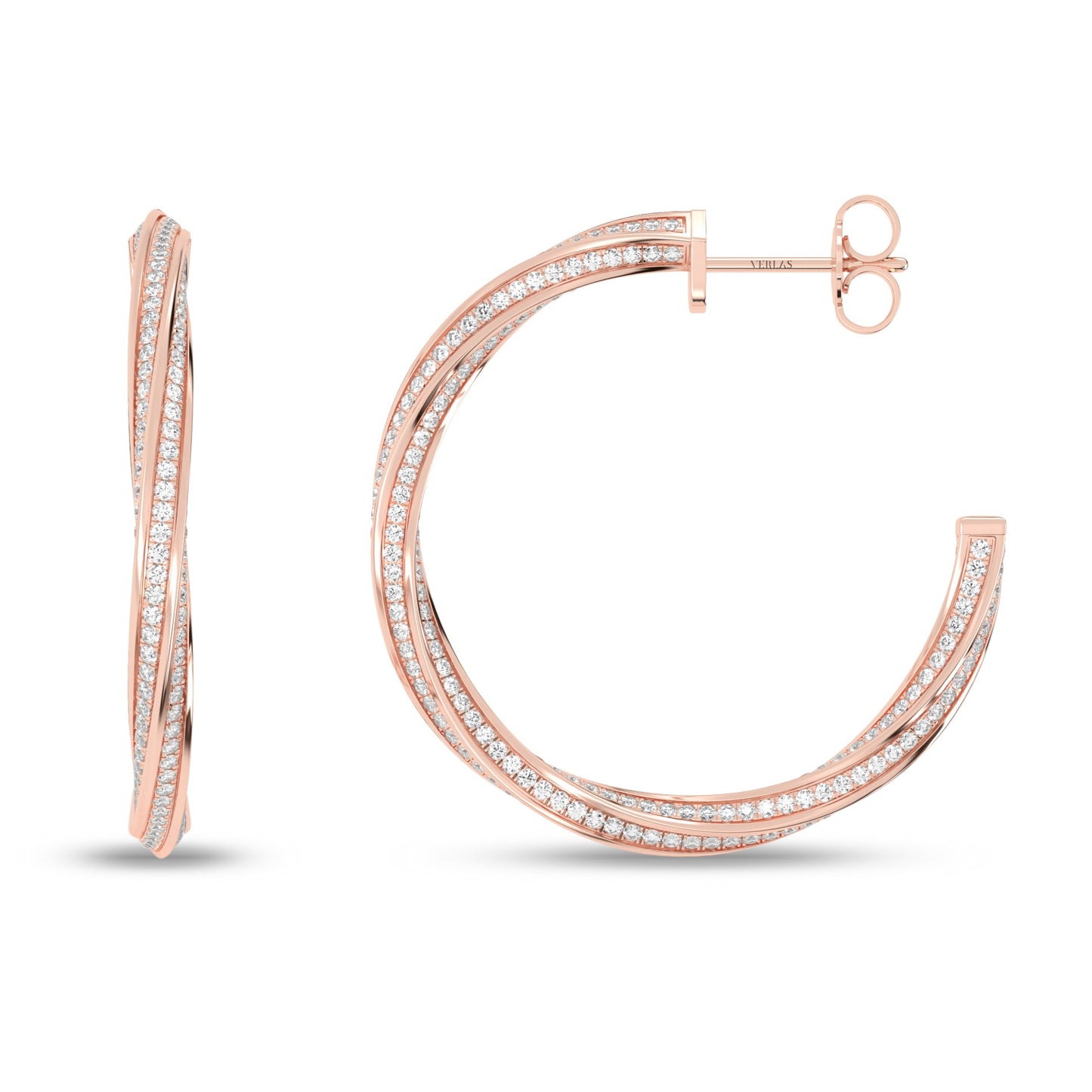 Swirl Diamond Hoops