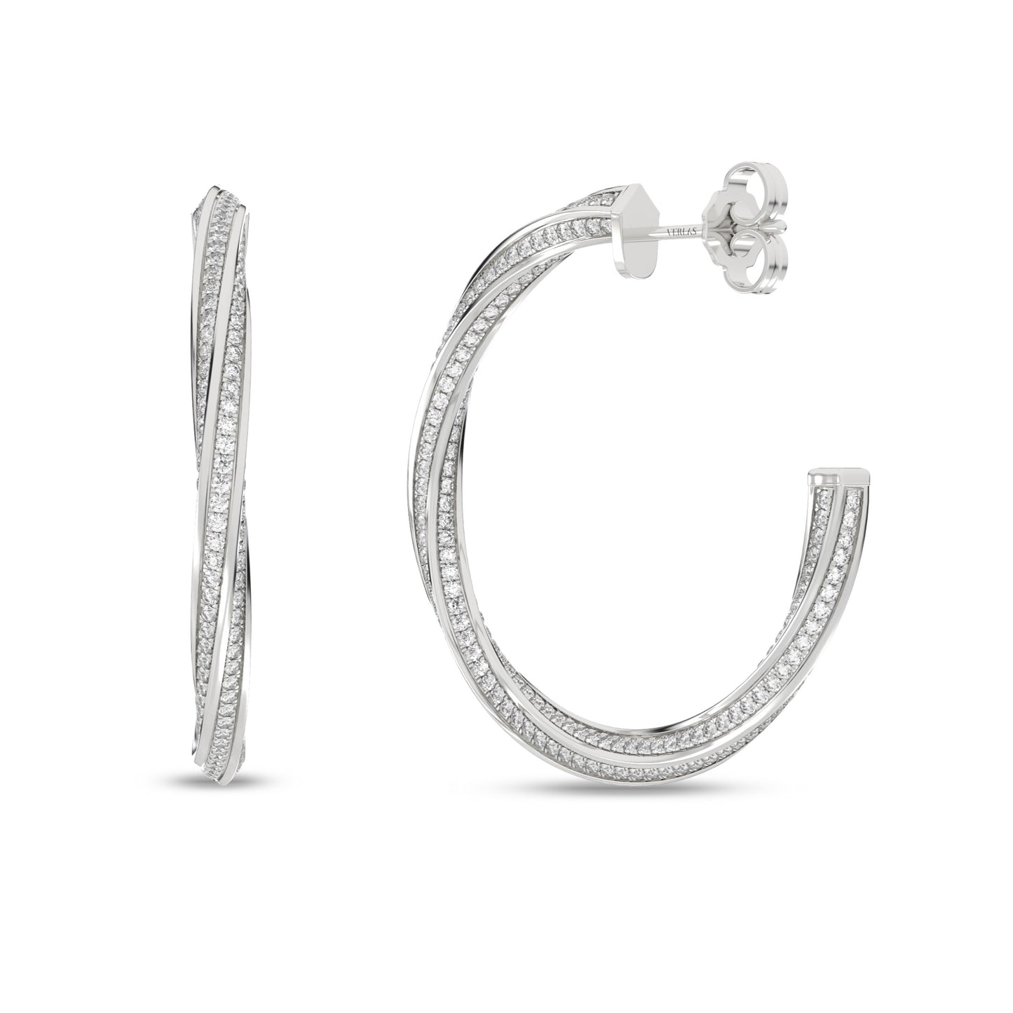 Swirl Diamond Hoops