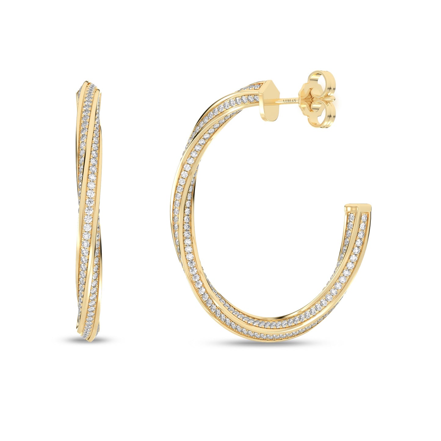 Swirl Diamond Hoops